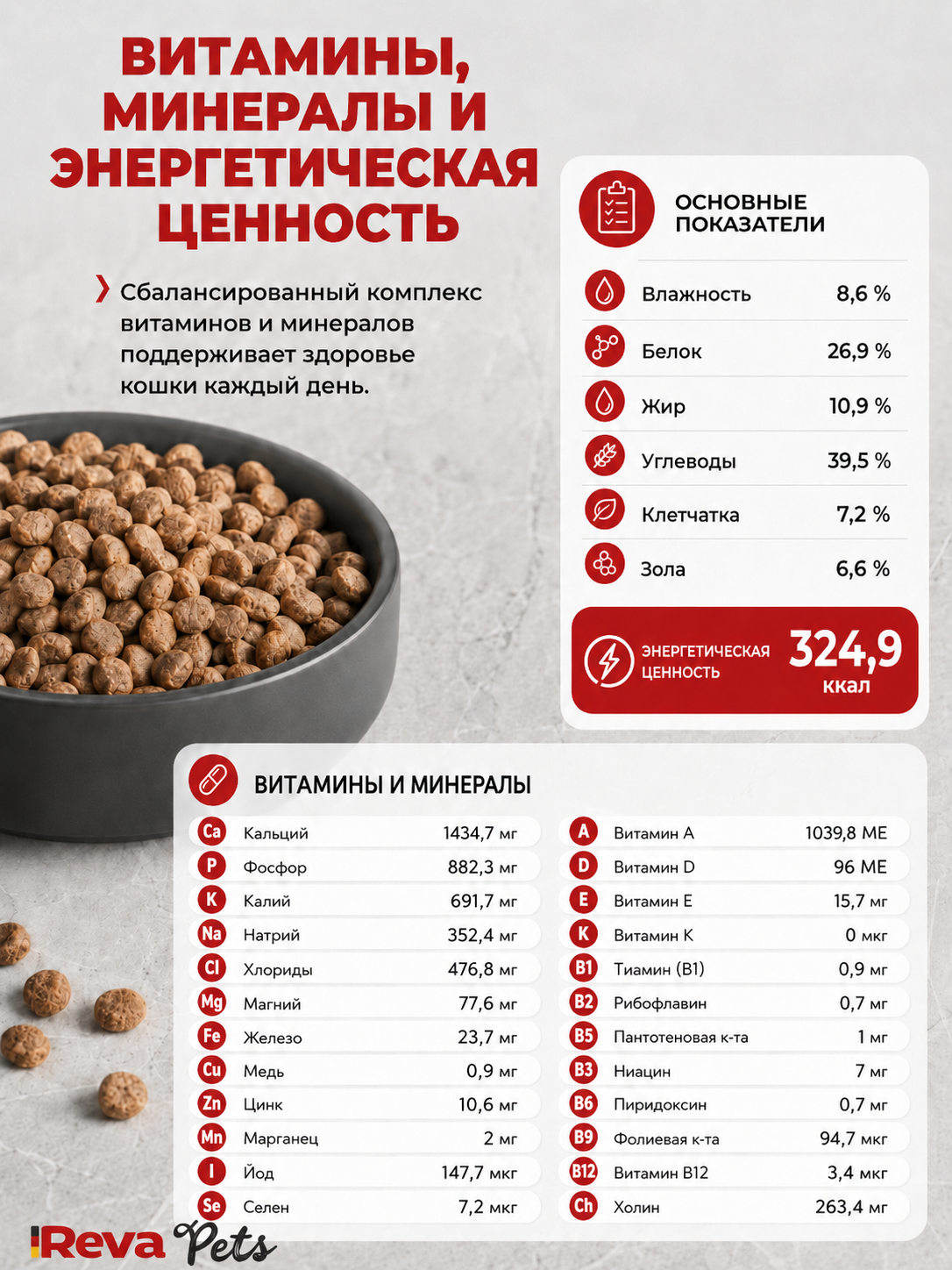 Корм для кошек Reva Care сухой полнорационный для стерилизованных кошек с телятиной и овощами, 1,5 кг - фото 3