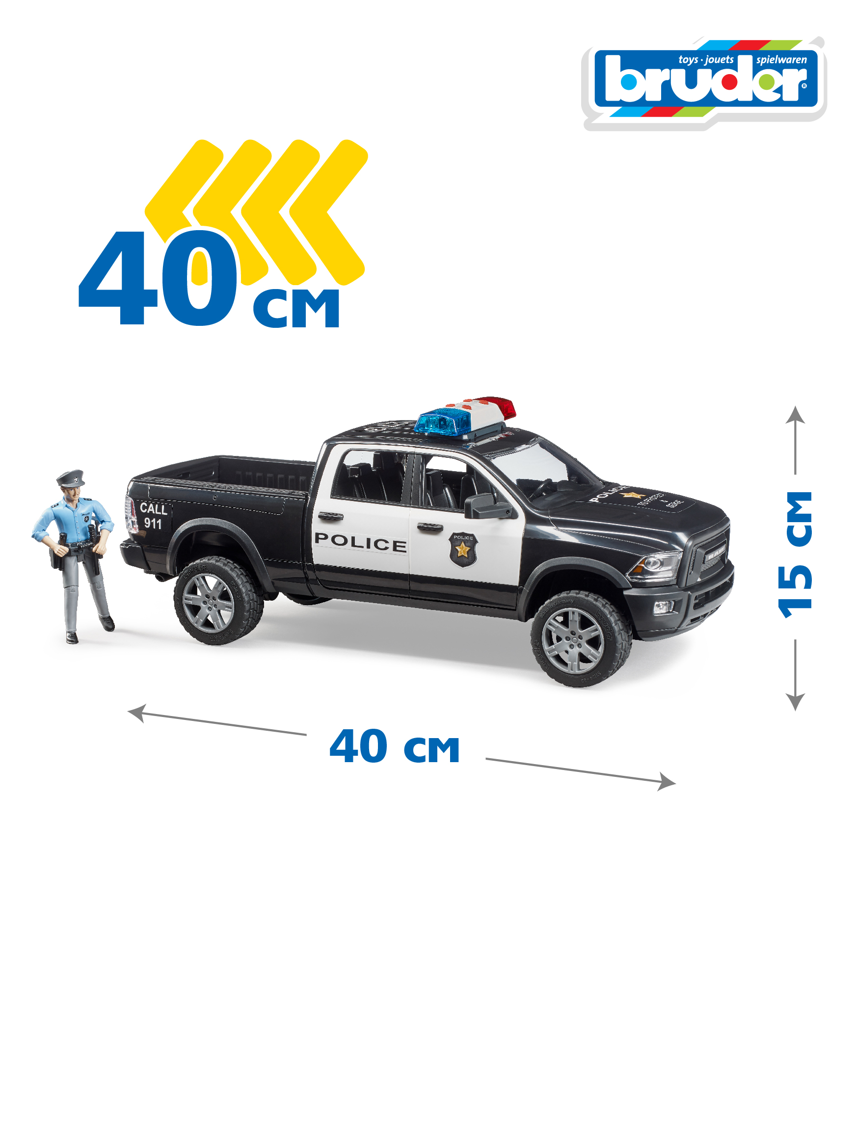 Внедорожник Bruder RAM 2500 полицейск. с фигуркой 02-505 - фото 2