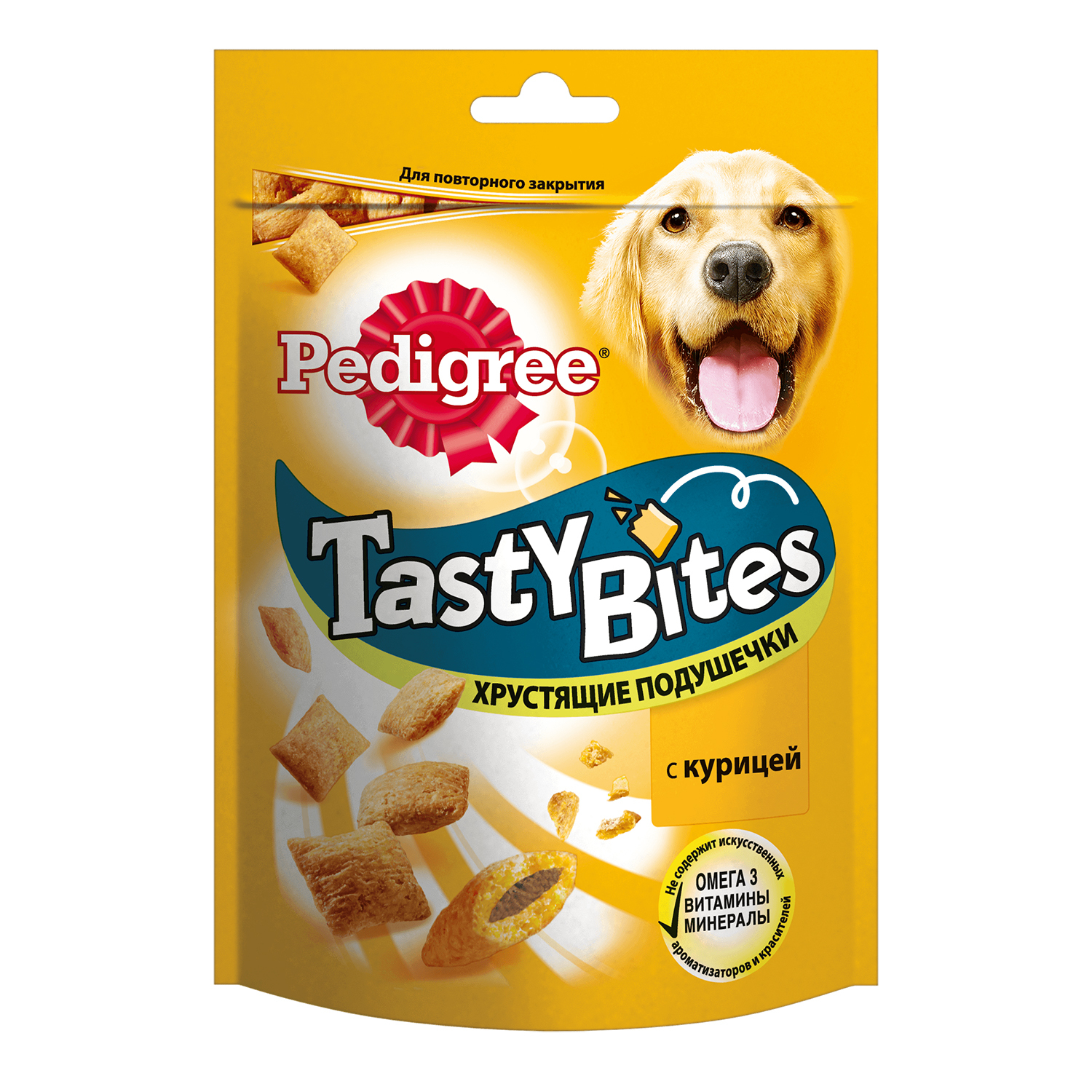 Лакомство для собак Pedigree Tasty Bites Хрустящие подушечки с курицей 95г - фото 1