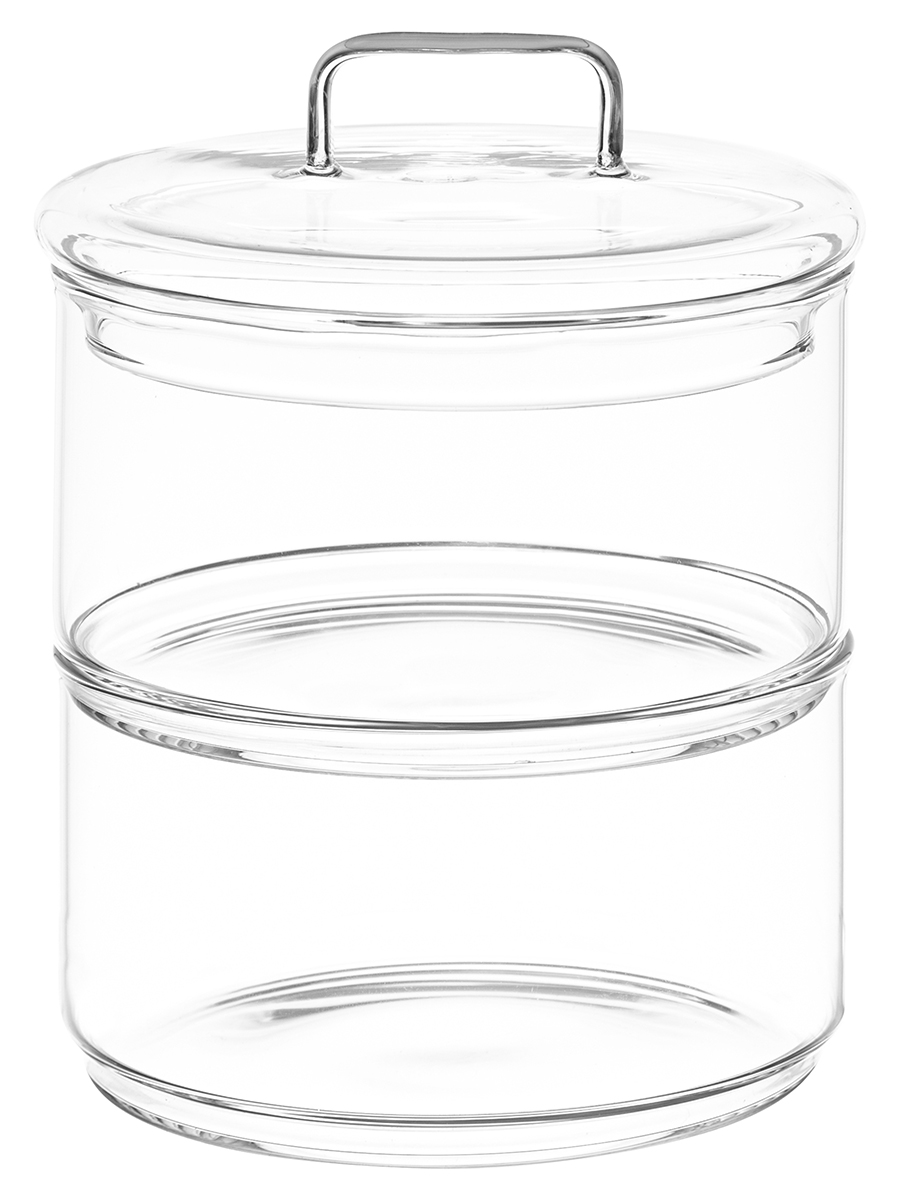 Банка для хранения Elan Gallery 3-х секционная 400 мл 11.5х11.5х20 см Crystal glass. стеклянная со стеклянной крышкой - фото 7