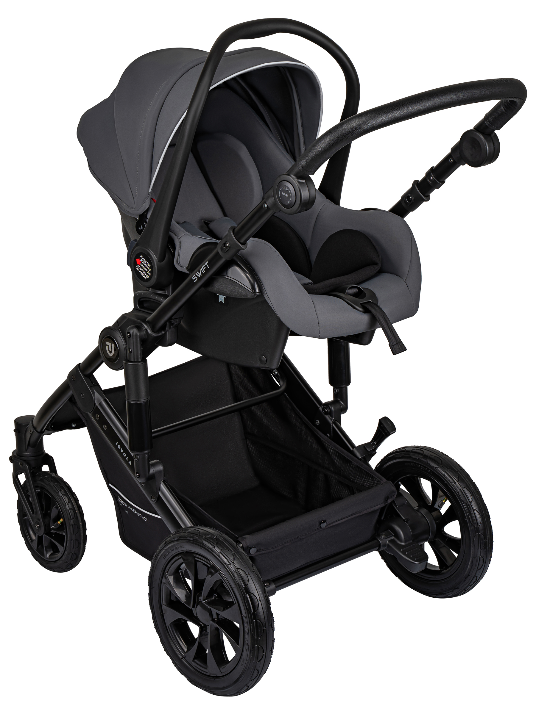 Коляска 3в1 JOVOLA Swift Plus темно-серый - фото 7