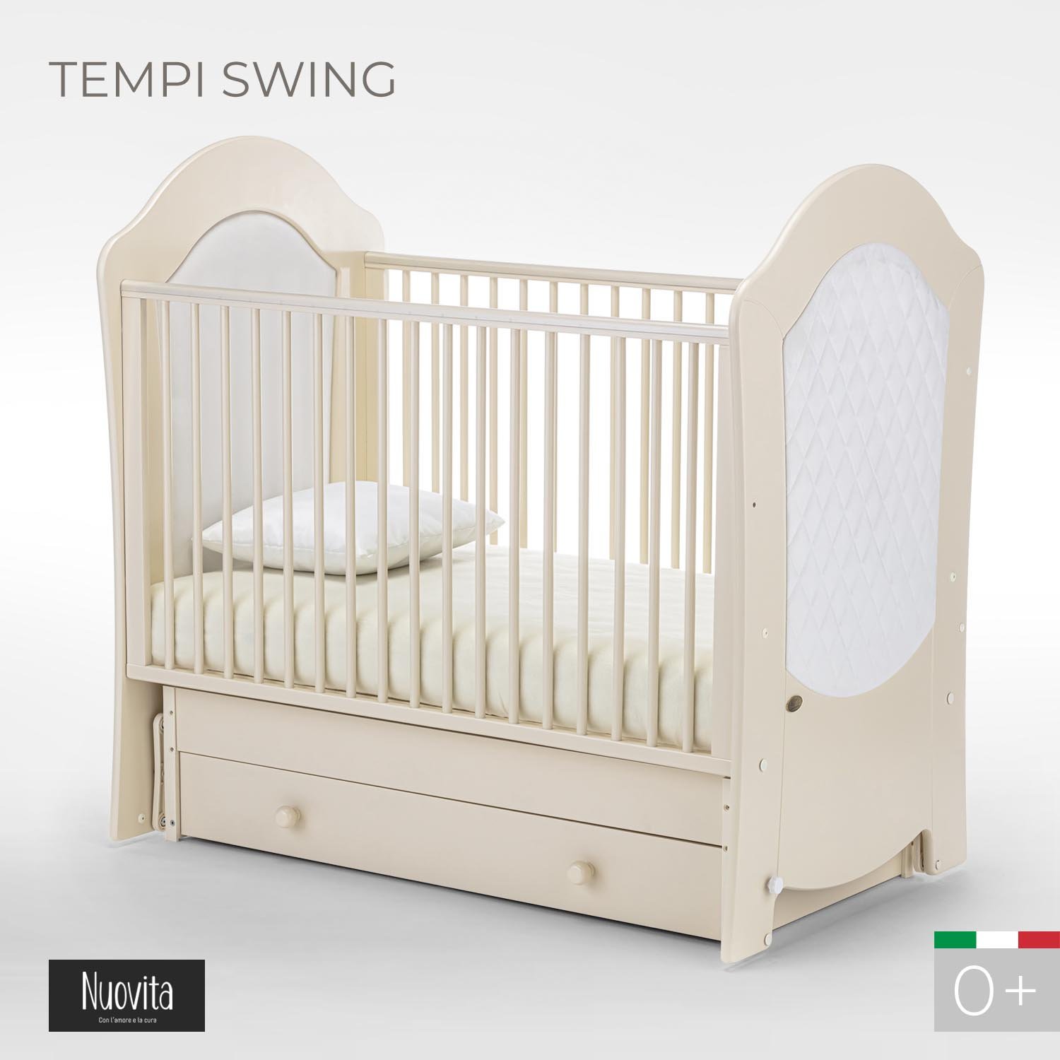 Детская кроватка Nuovita Tempi Swing, поперечный маятник (слоновая кость) - фото 1