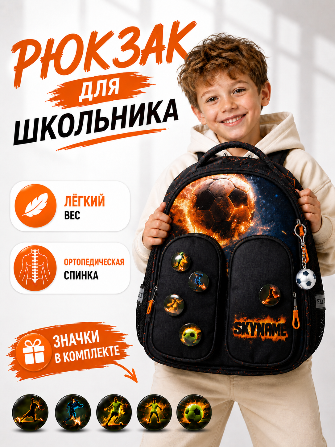 Рюкзак SkyName анатомическая спинка + подарок - фото 1