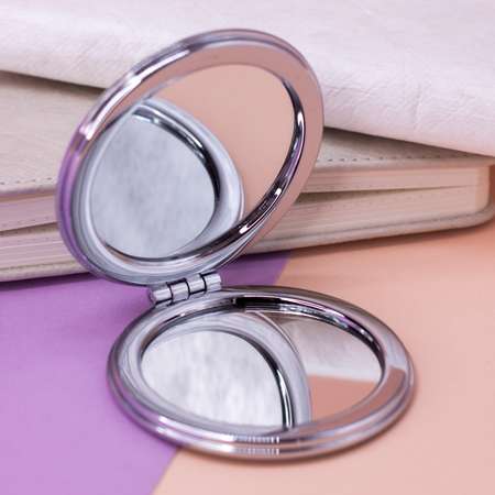 Зеркало карманное iLikeGift Fuit peach pink с увеличением