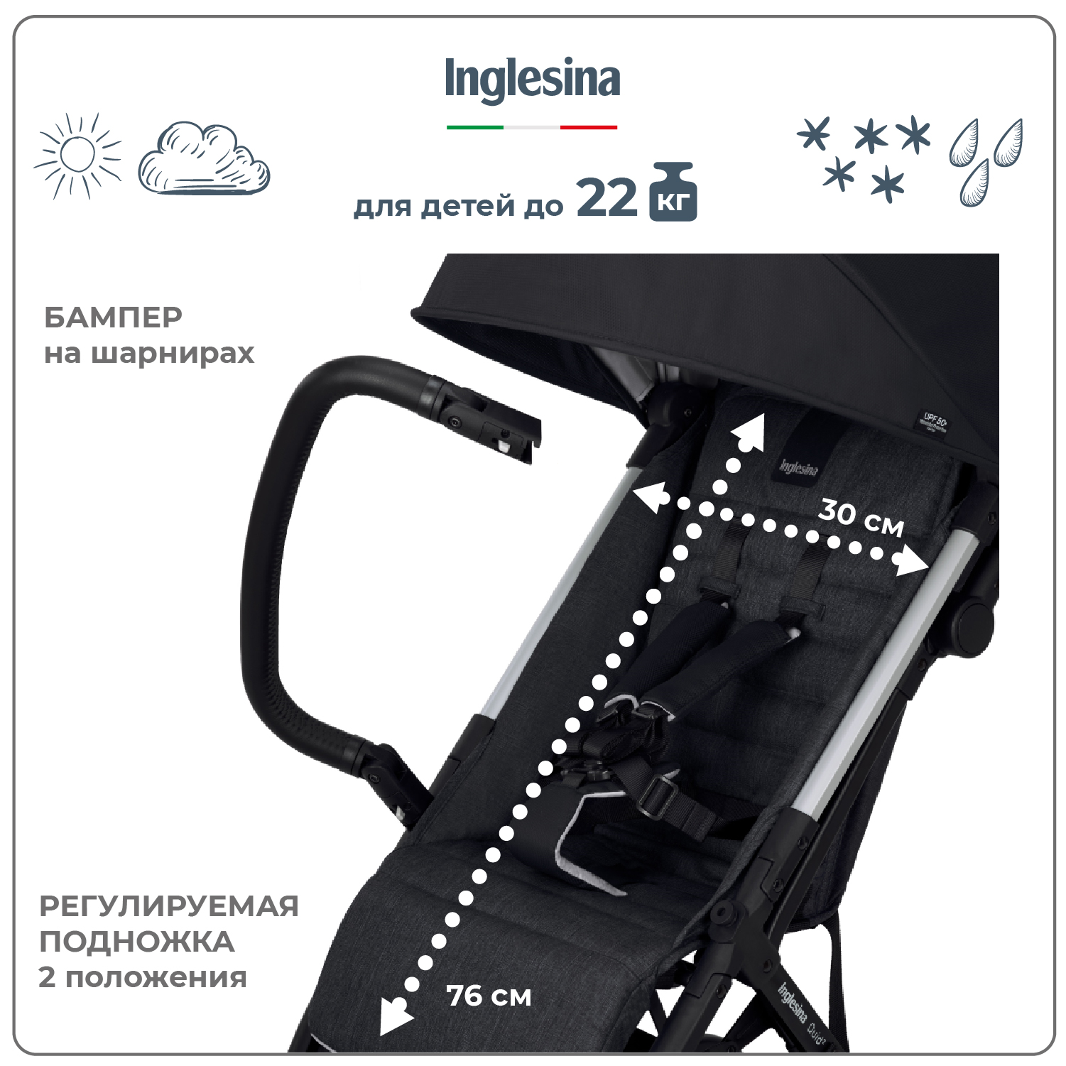 Коляска прогулочная Inglesina Quid 2 Puma Black черный - фото 4
