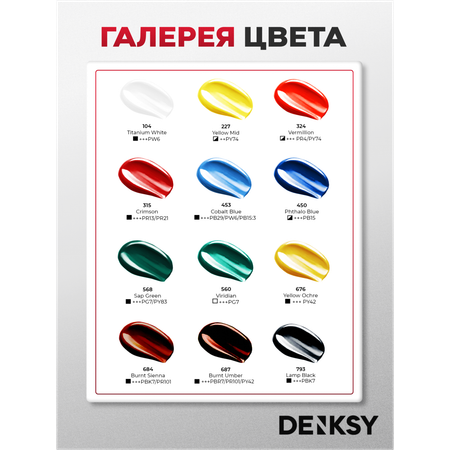 Краски акриловые DENKSY 12 цв.