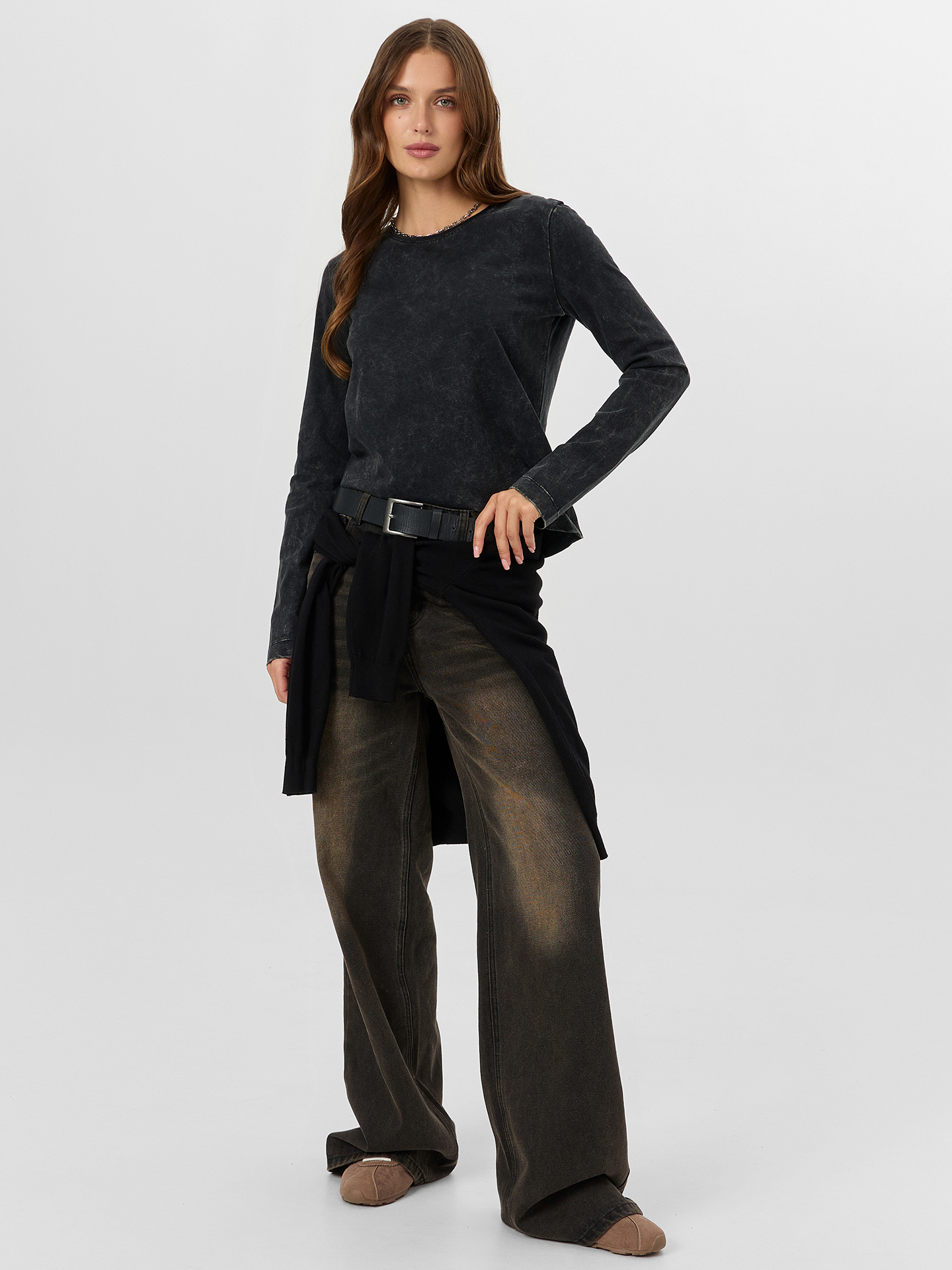 Лонгслив Mark Formelle (Марк Формэль) 122967/ACID WASH черный - фото 6