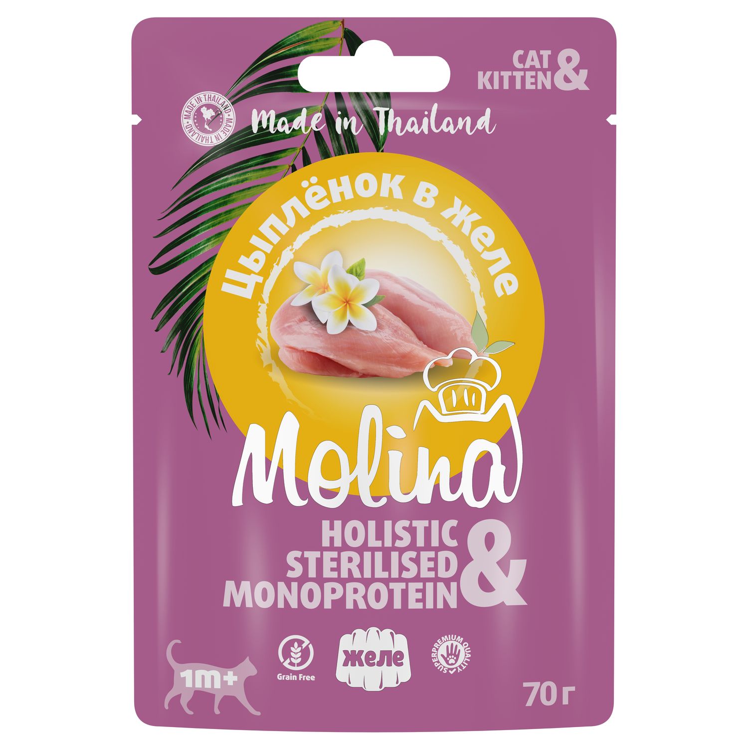 Корм для кошек и котят Molina цыпленок в желе 70г - фото 1