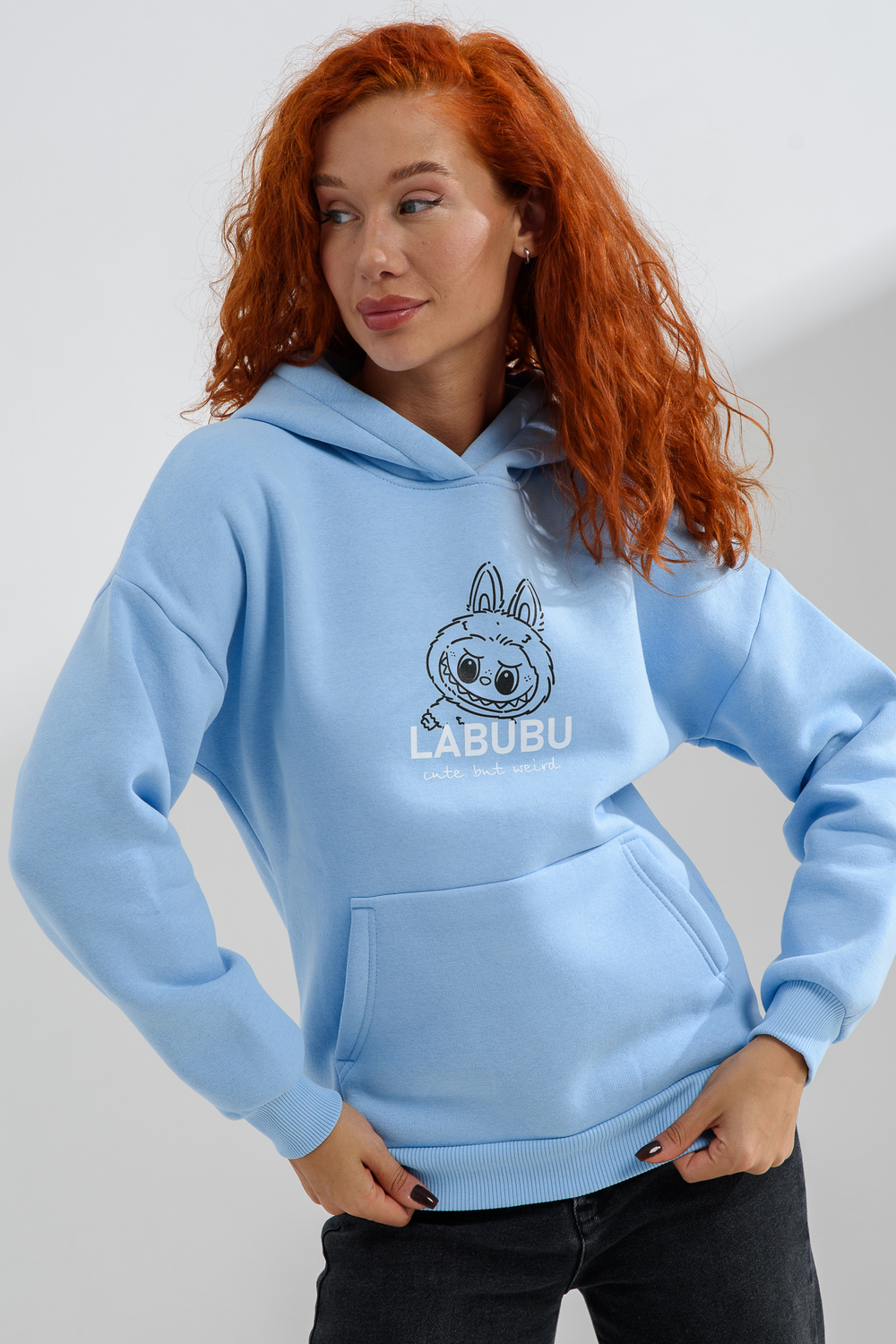 Худи Натали Суслова 8565 голубой+лабубу - фото 4