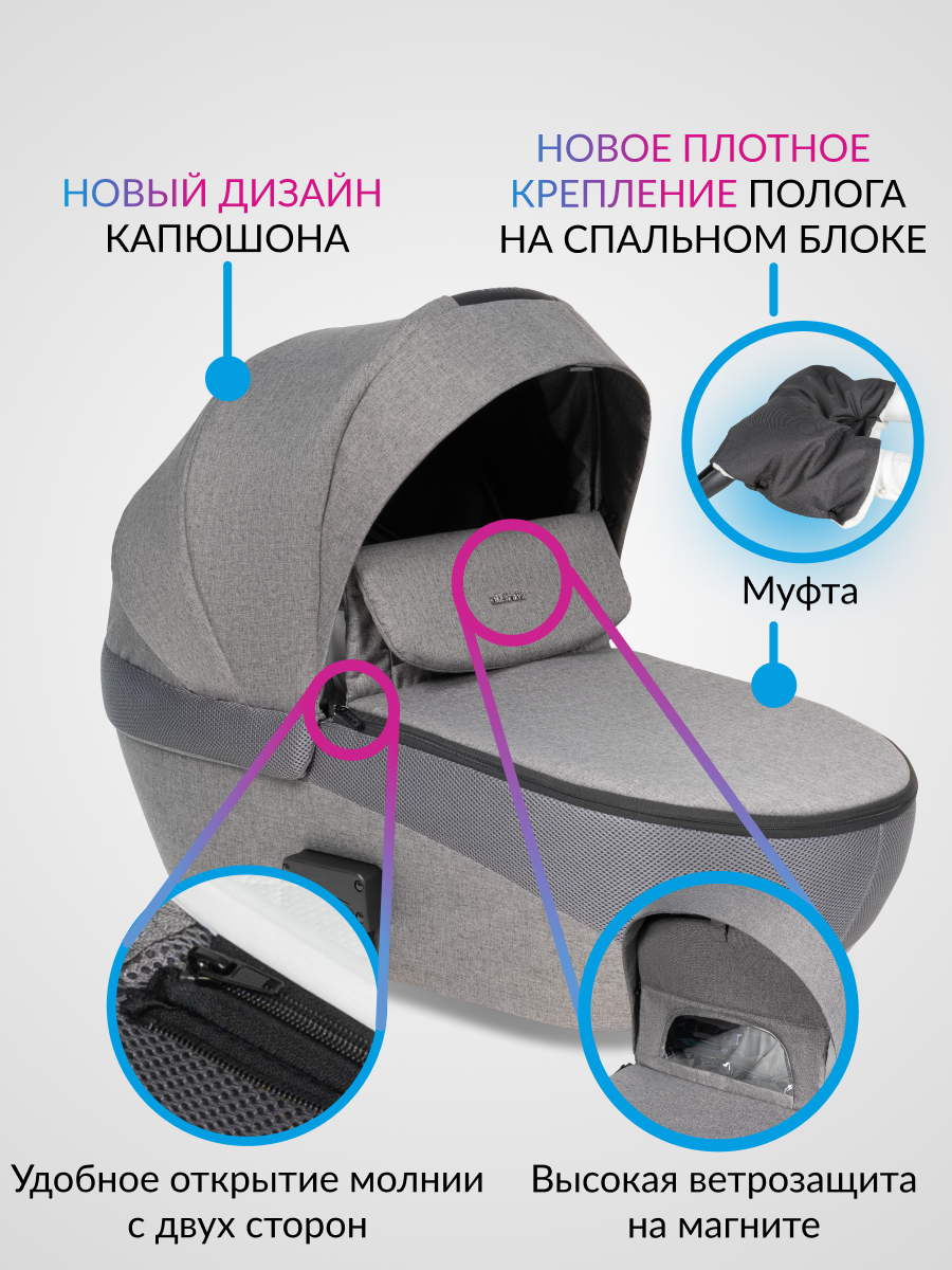 Коляска 3в1 Farfello Molly Pro серый - фото 7