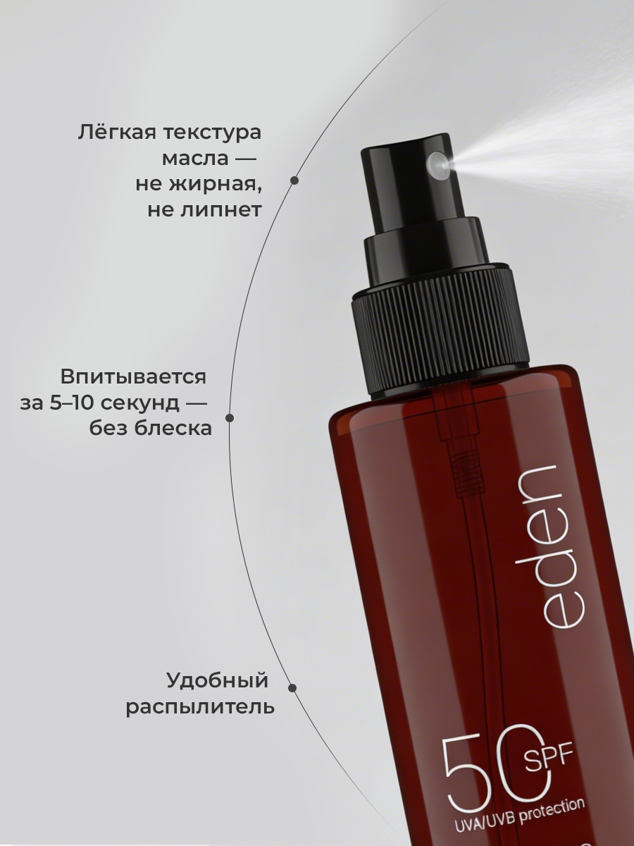 Масло для загара EDEN Sun Series с бета-каротином SPF50 150мл - фото 4