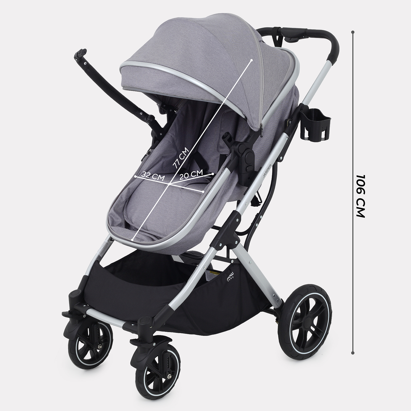 Коляска трансформер MOWbaby Jasper 3в1, silver grey серый - фото 3