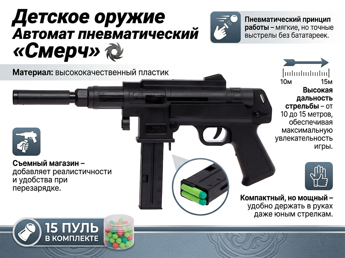 Изображение товара Автомат Sima-Land с пластиковыми пульками 6 мм, магазин 20 пуль Изображение товара Автомат Sima-Land с пластиковыми пульками 6 мм, магазин 20 пуль
