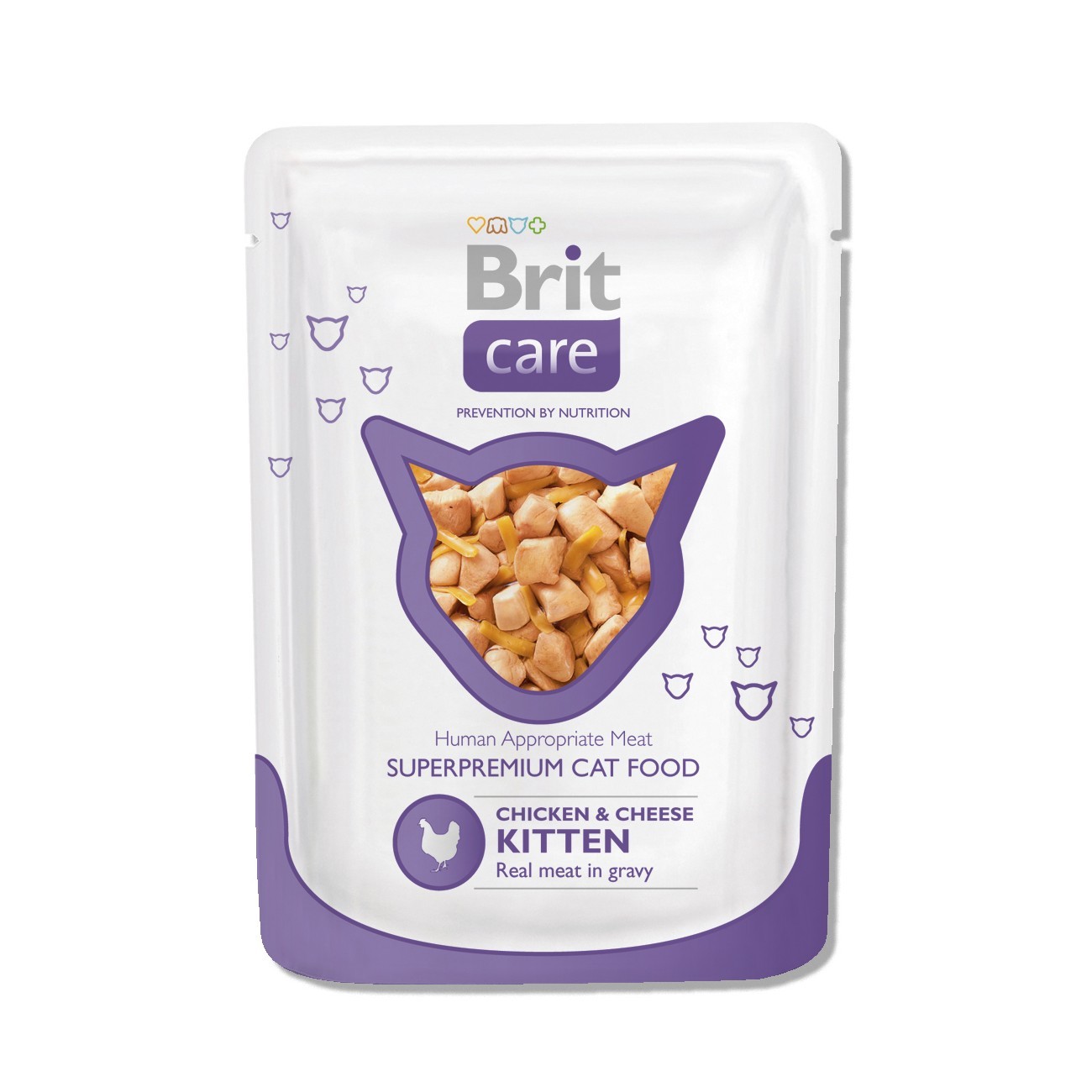 Корм влажный для котят Brit Care 80г курица-сыр пауч - фото 1