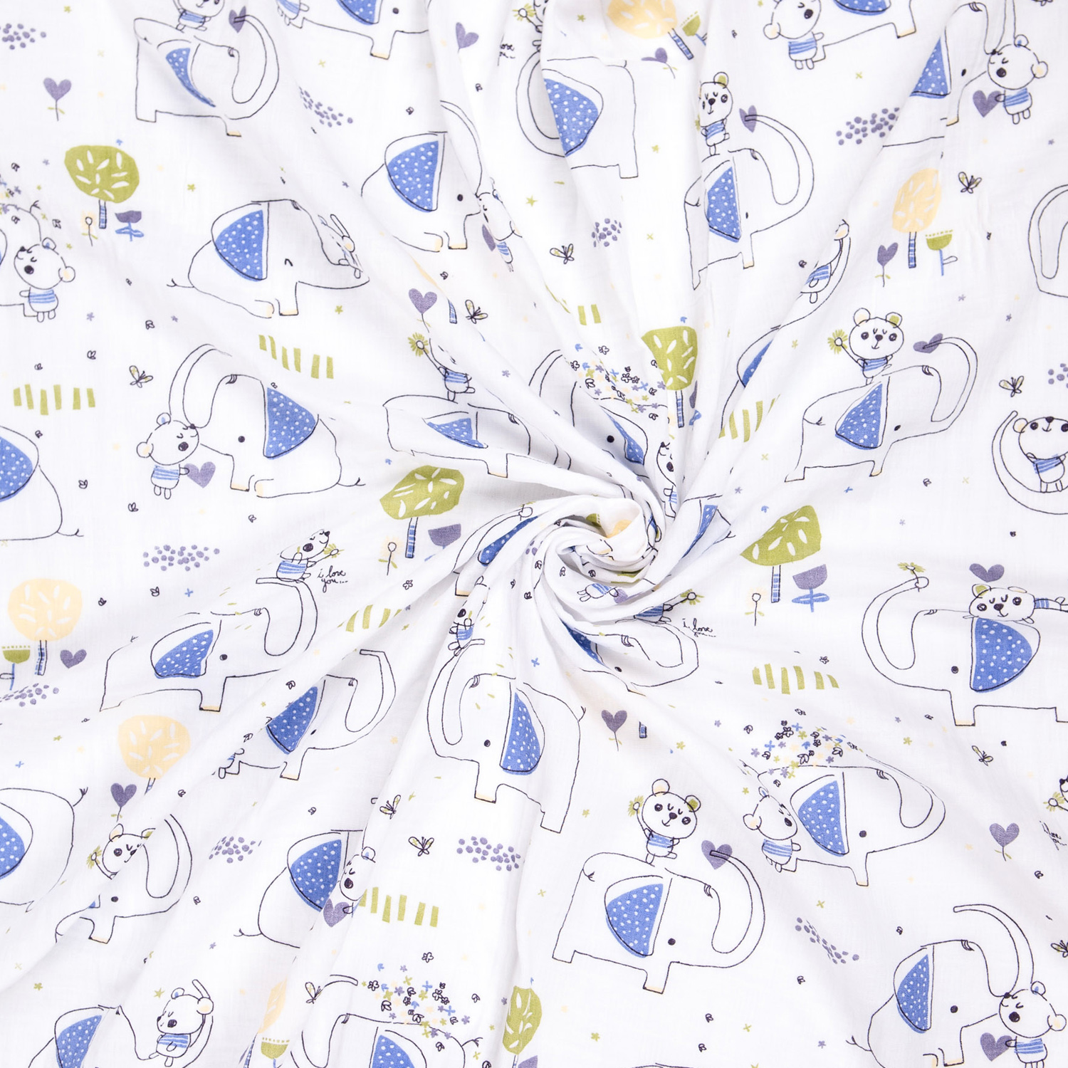 Пелёнка Daisy Слон и Мишка муслин 130х130 см - фото 1
