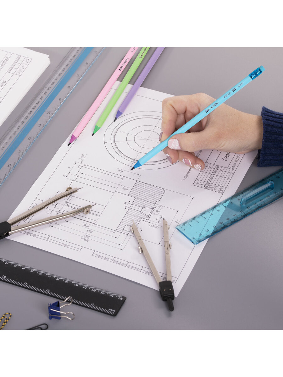 Карандаши чернографитные Brauberg 12 шт. - фото 14