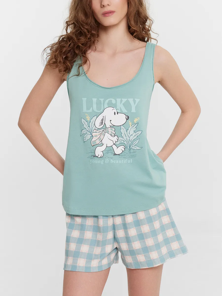 Пижама Mark Formelle (Марк Формэль) 592341/пыльная бирюза +зеленая клетка - фото 7