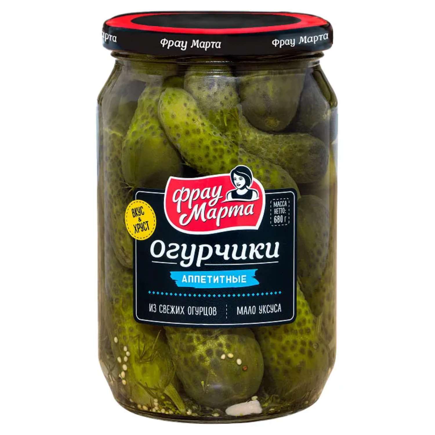 Огурцы аппетитные маринованные Фрау Марта стеклобанка 680г - фото 1