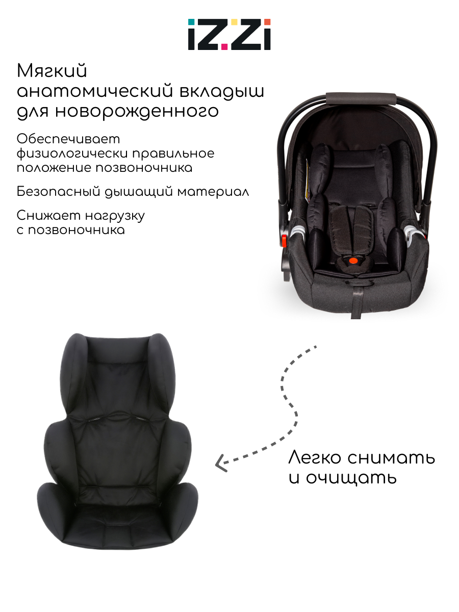 Автокресло iZZi автолюлька 0 (0 -13 кг) черный - фото 7