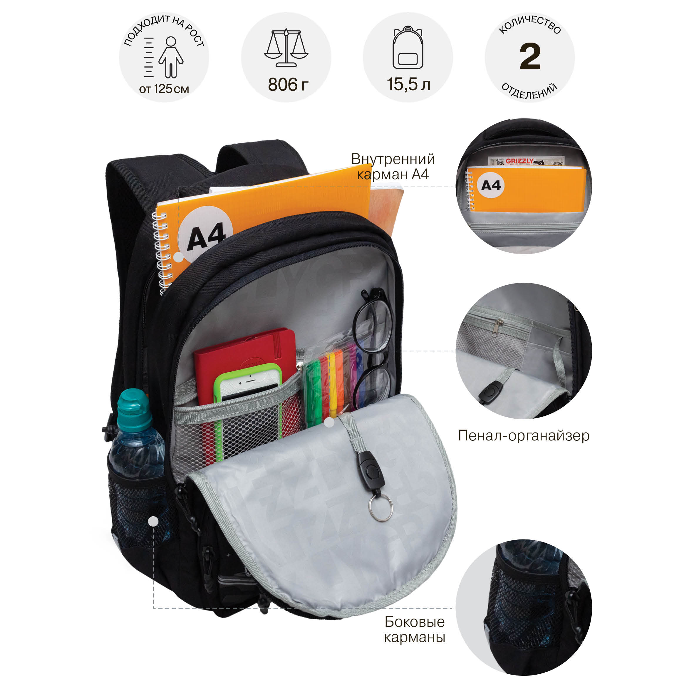 Рюкзак Grizzly для мальчика - фото 8