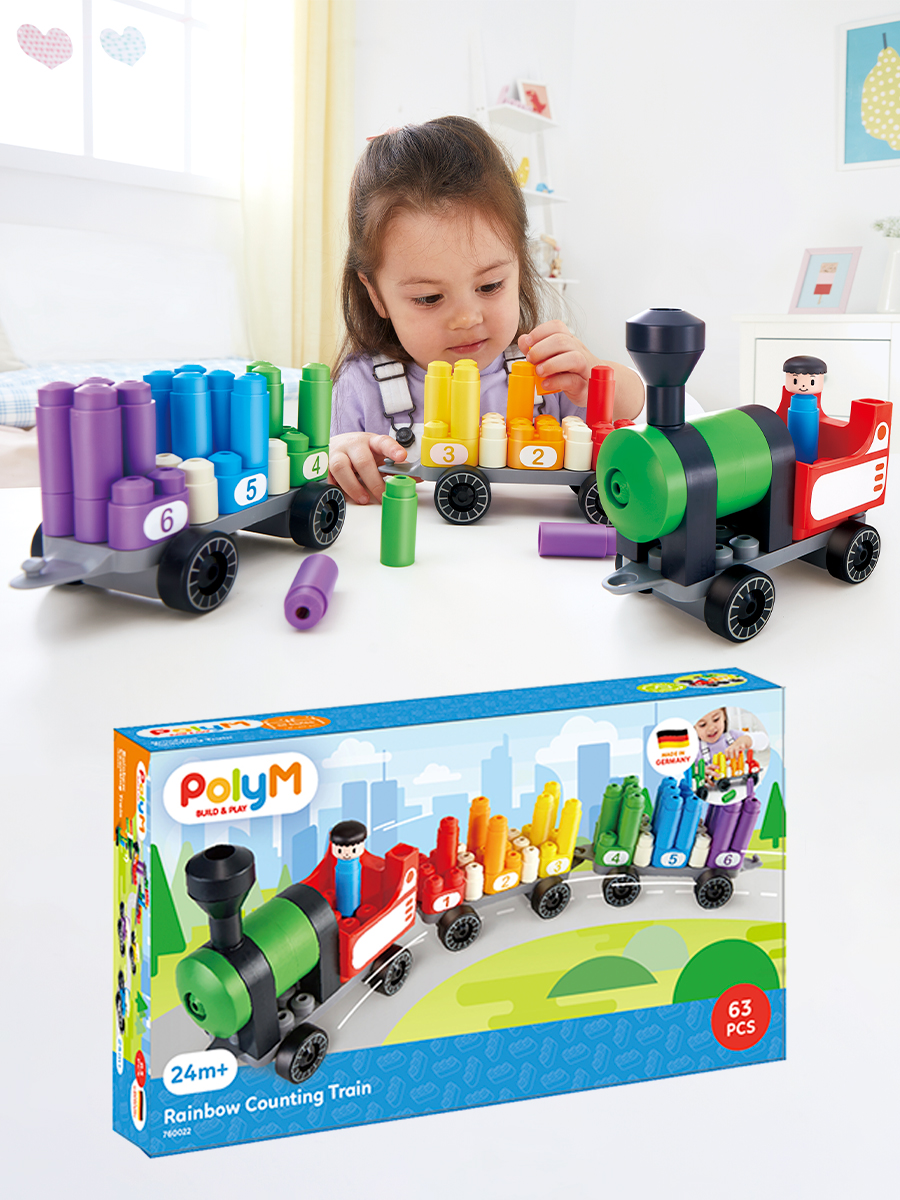 Конструктор Hape Радужный поезд 63 дет. - фото 1