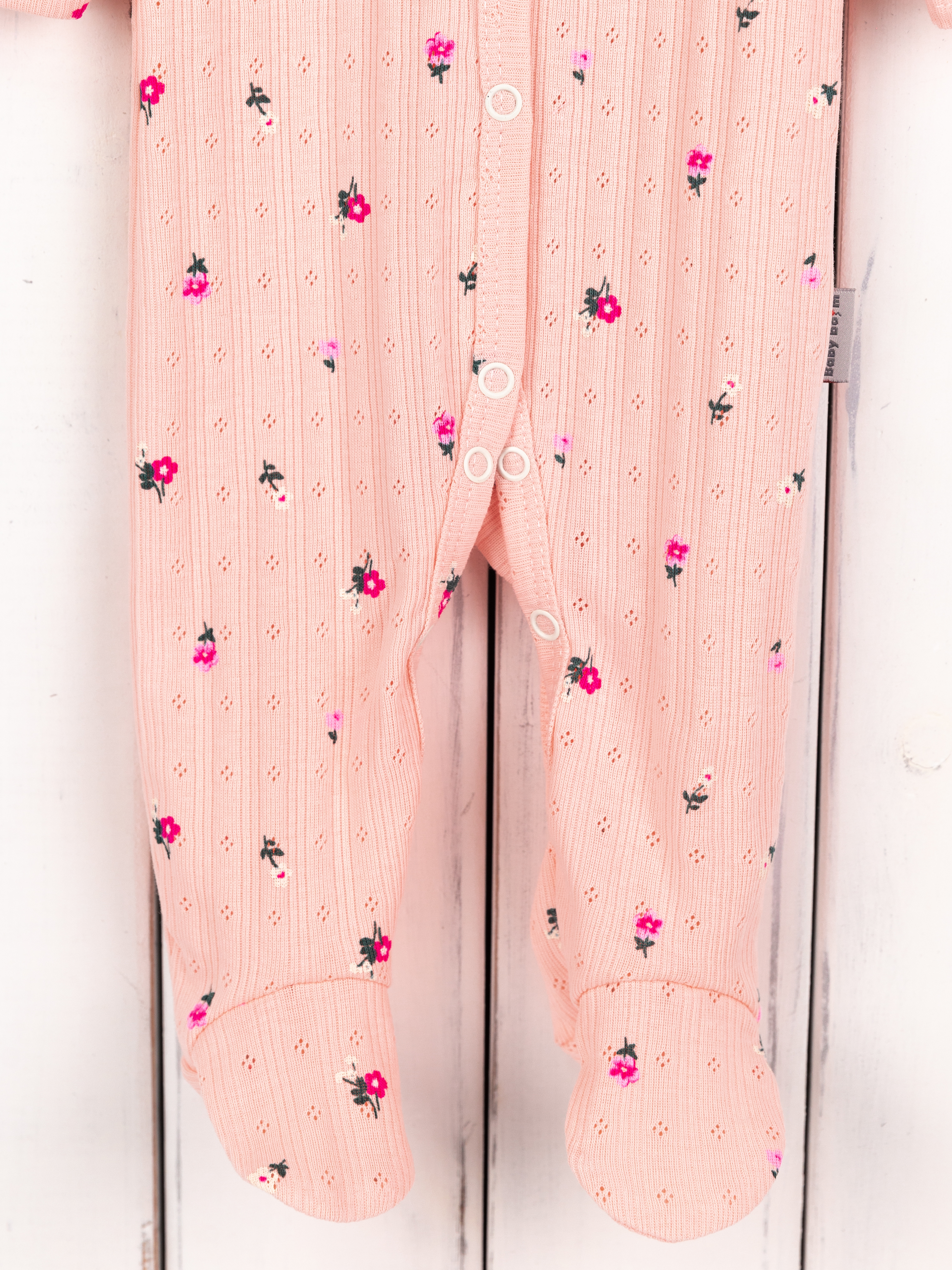 Комбинезон Baby boom К399/1-Р ажурная рибана цветочки на пудре - фото 4