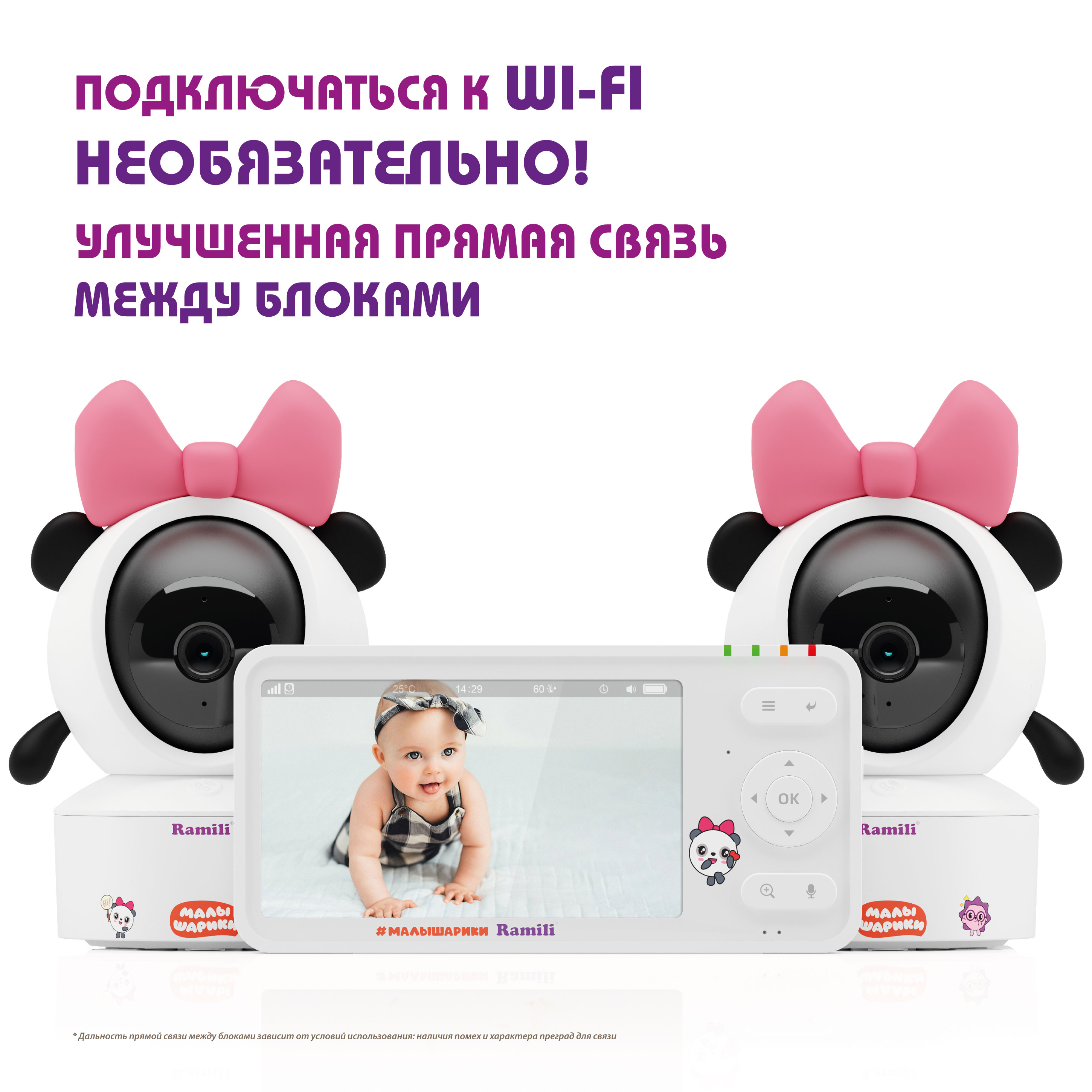 Видеоняня Ramili RV700X2PANDA Панда Малышарики - фото 3