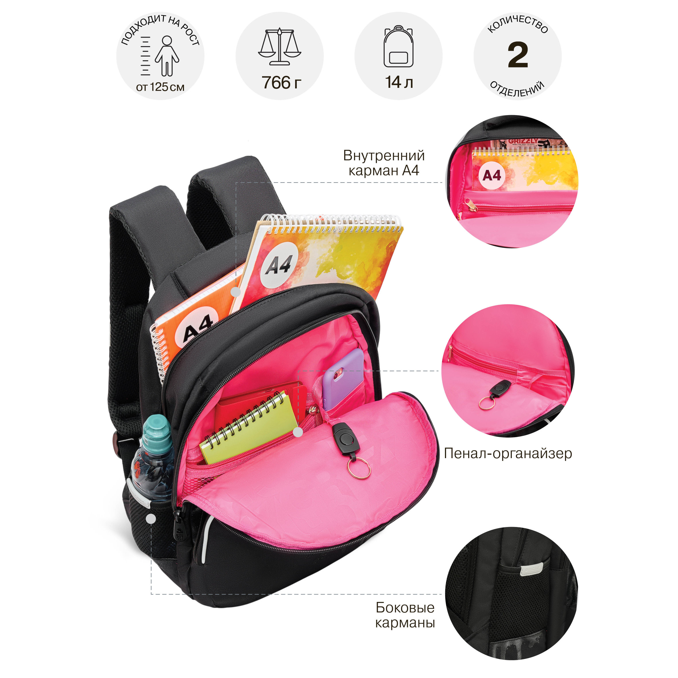 Рюкзак Grizzly Серебро - фото 7