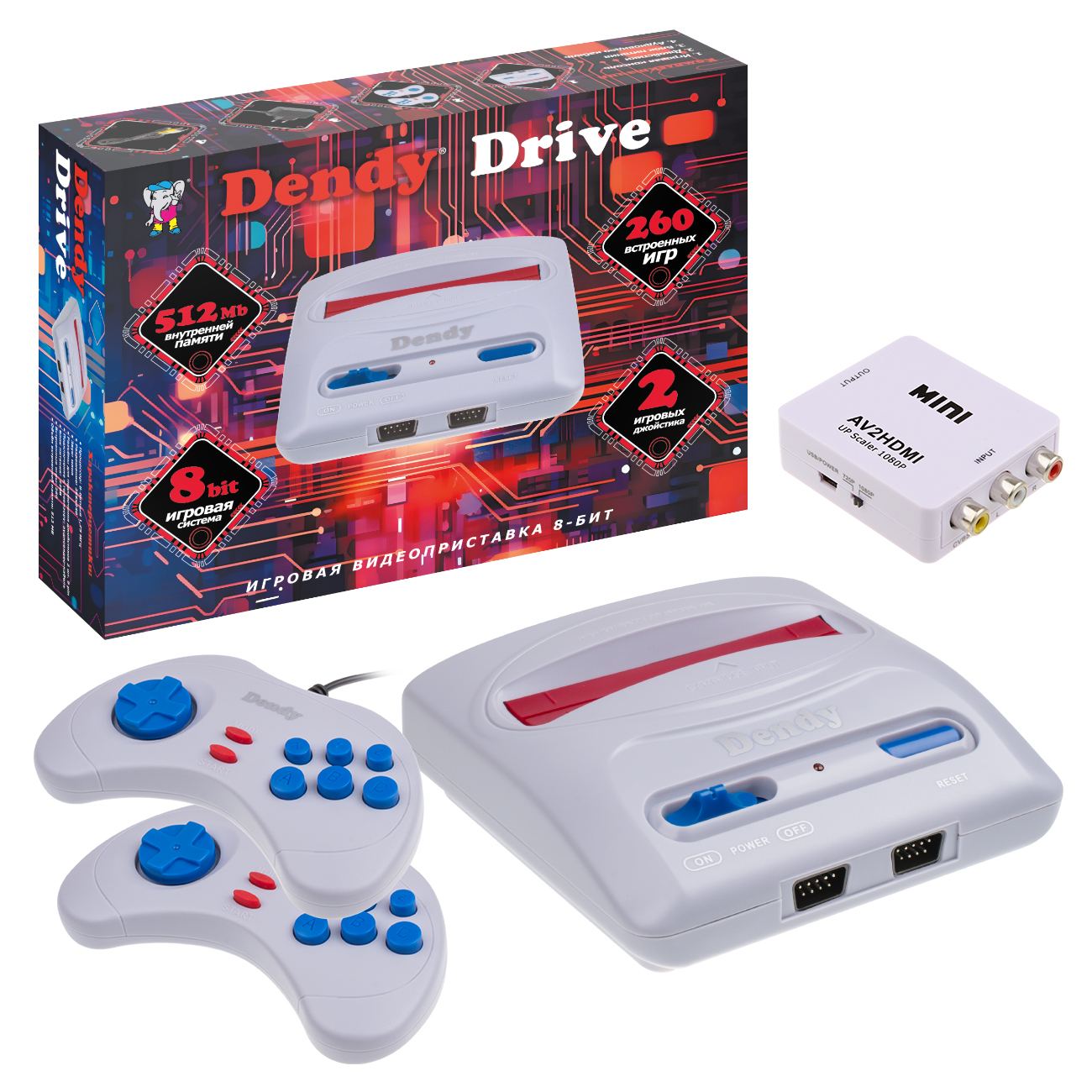 Игровая приставка Dendy Drive 260 + конвертер - фото 1
