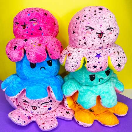 Мягкая игрушка MINI-TOYS вывернушка Осьминог двусторонний. Розовый-голубой