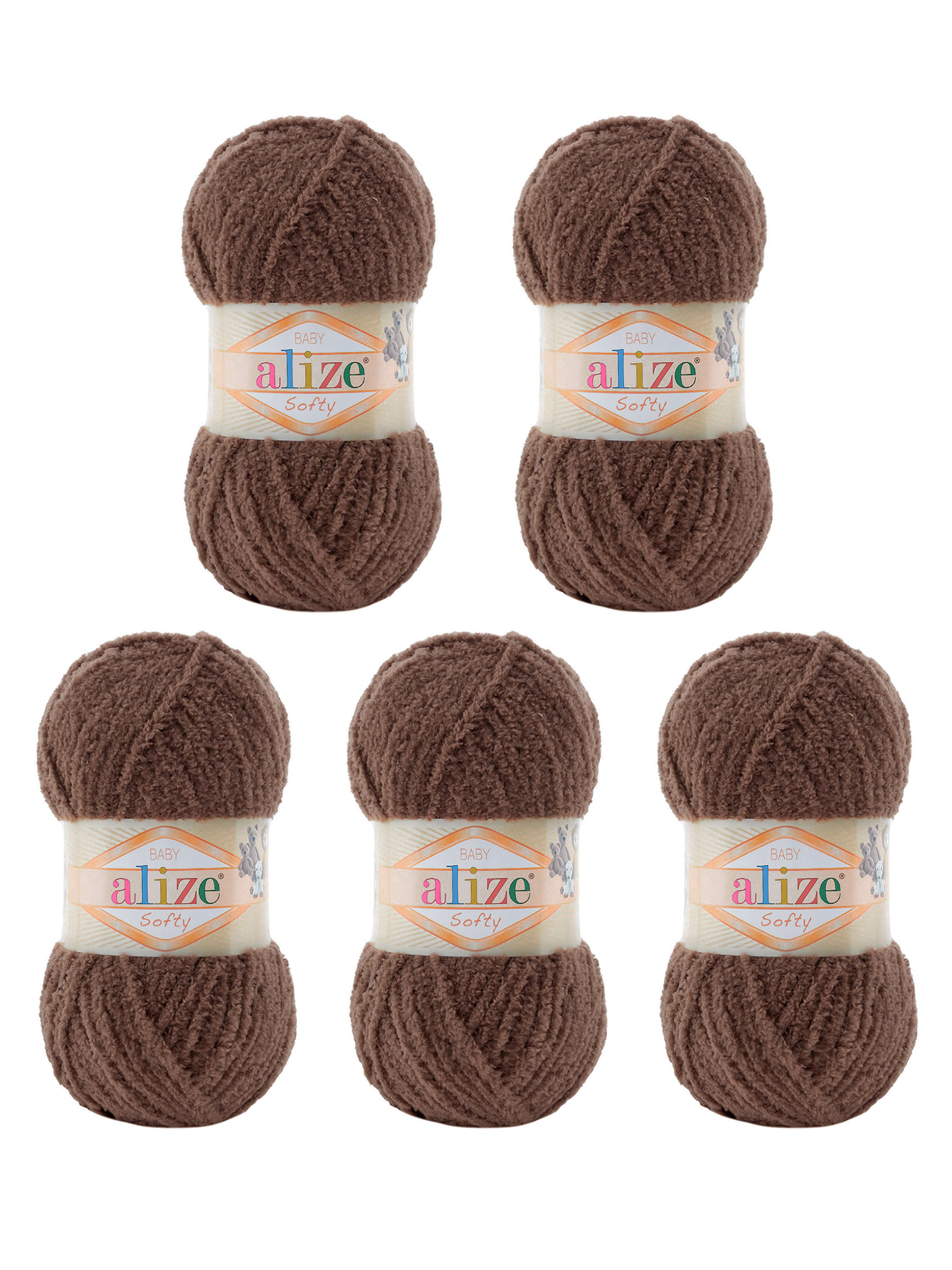 Пряжа плюшевая для игрушек и пледов Alize 50г 115м 5шт - фото 6