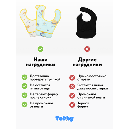 Нагрудник Tobby клеенка 2 шт.