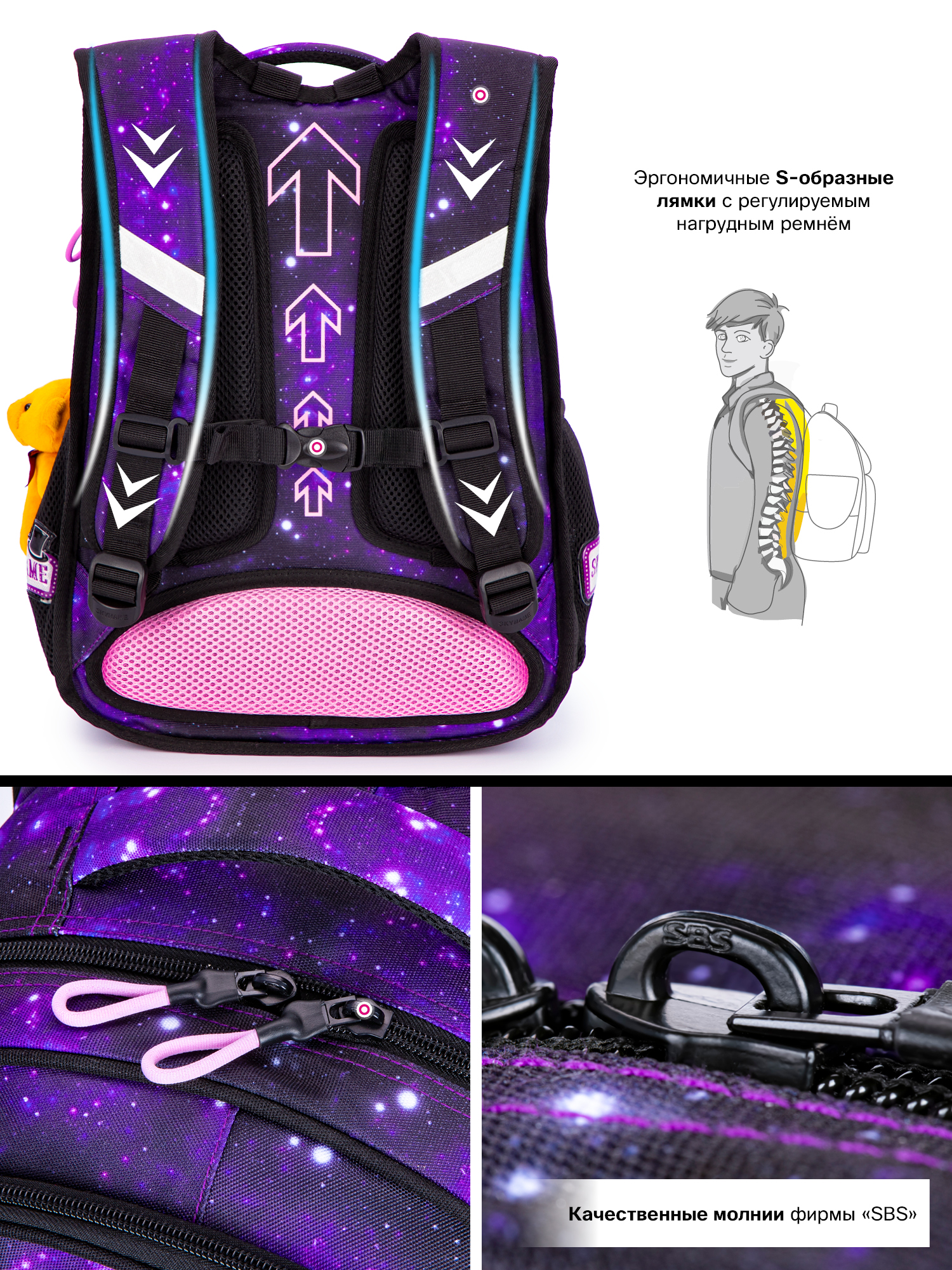 Рюкзак SkyName 17л анатомическая спинка+мишка - фото 11