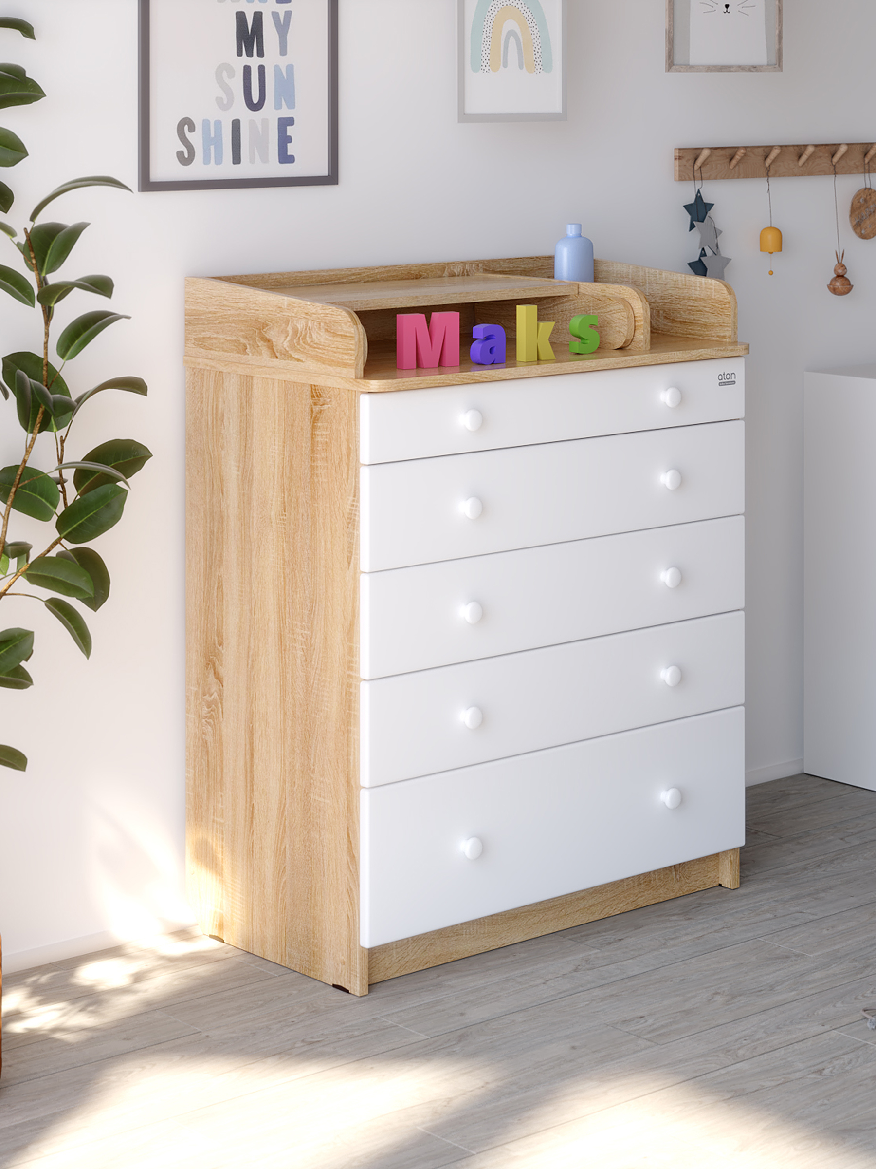 Комод пеленальный Aton Maks дуб сонома белый - фото 8