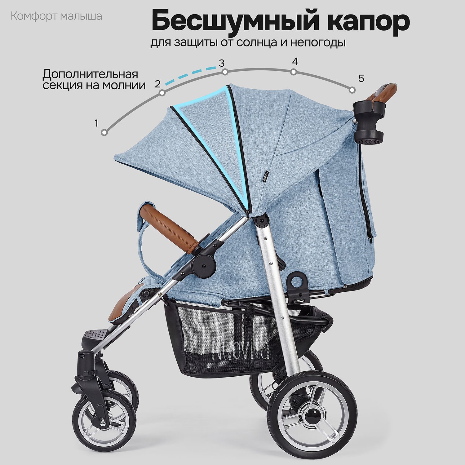 Коляска прогулочная Nuovita Corso голубой - фото 5