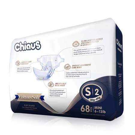 Подгузники Chiaus Cottony Soft S (3-6 кг) 68 шт.