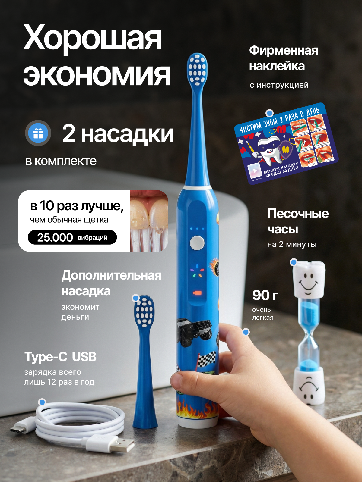 Зубная щетка электрическая Мироша от 3 лет - фото 2