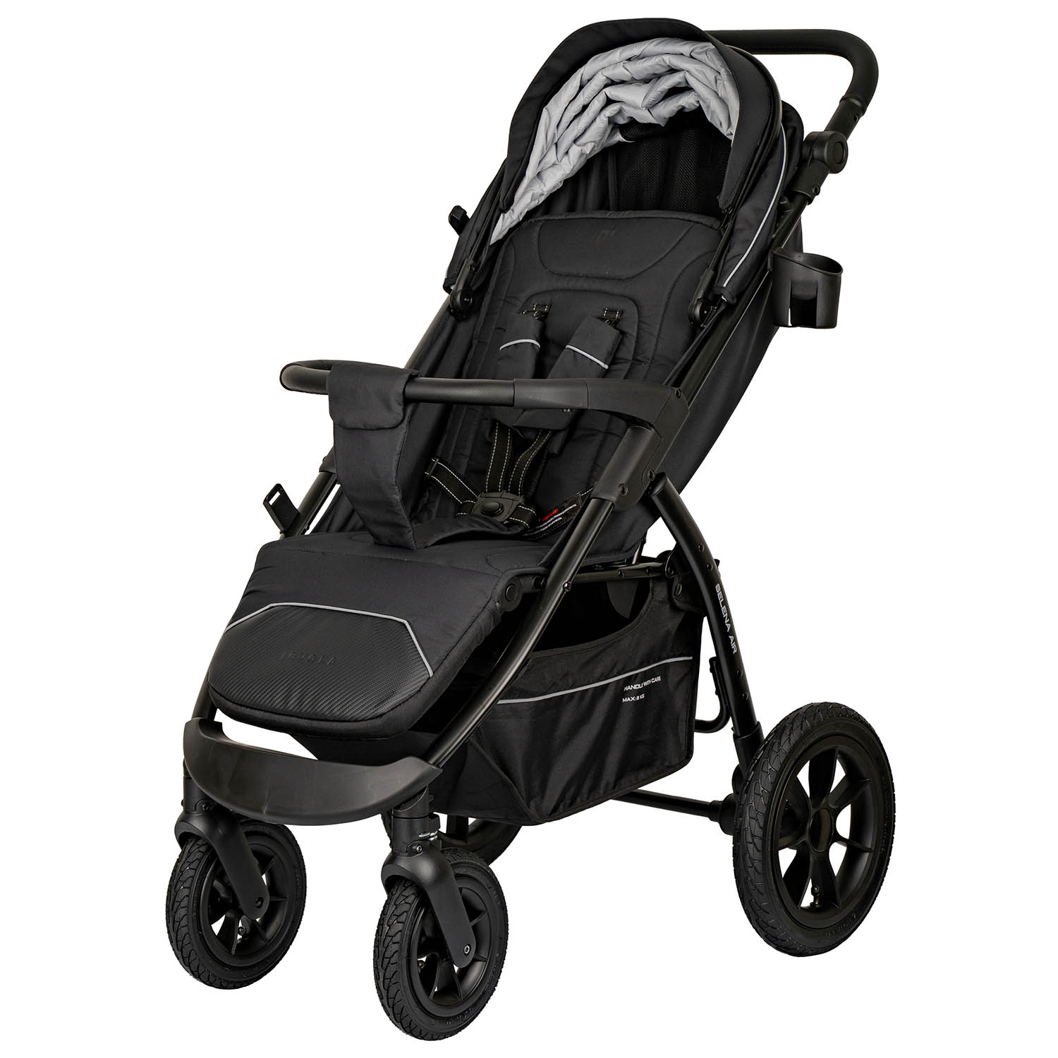 Коляска прогулочная JOVOLA SELENA Air 25 с сумкой черный - фото 18