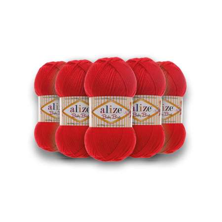 Пряжа для вязания Alize baby best бамбук акрил с эффектом антипиллинг 100 г 240 м 56 красный 5 мотков
