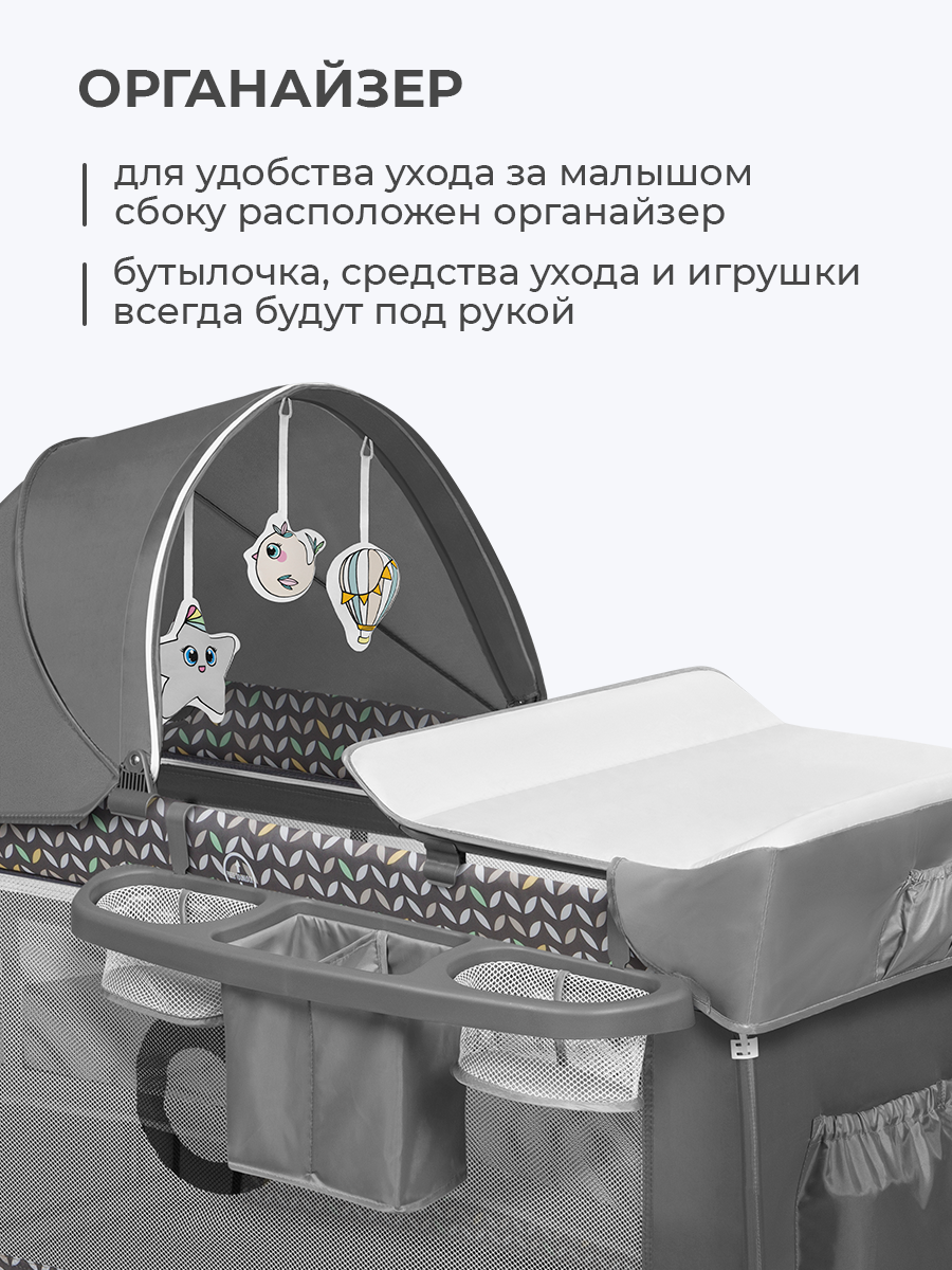 Кровать манеж Lionelo Sven Plus Grey Scandi LO-SVEN PLUS GREY SCANDI - фото 7