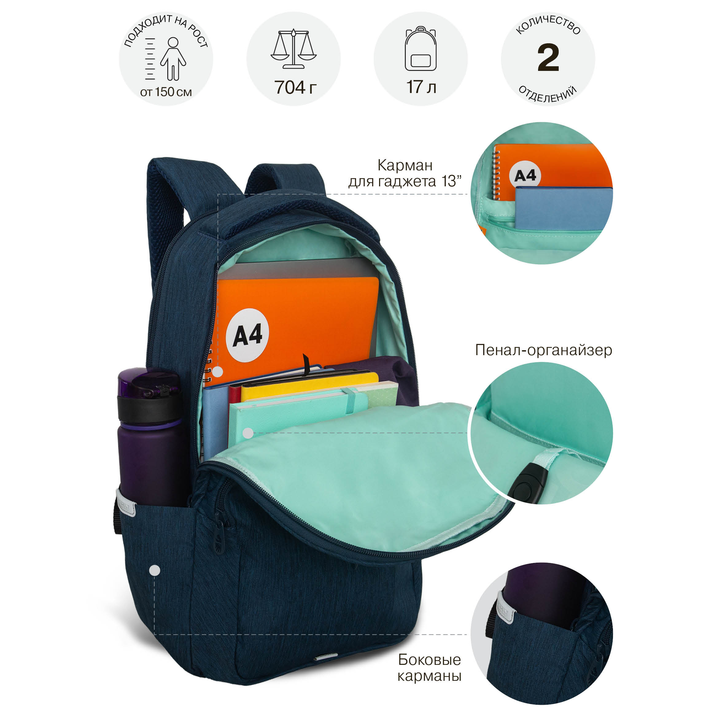 Рюкзак Grizzly для девочки - фото 7