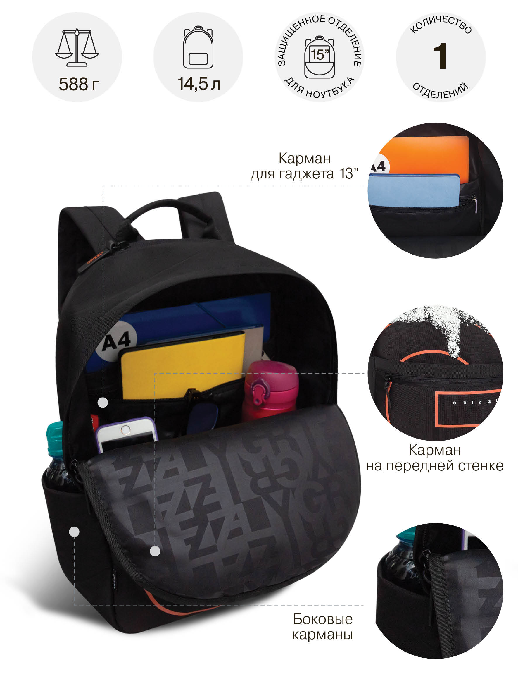 Рюкзак Grizzly для мальчика - фото 7