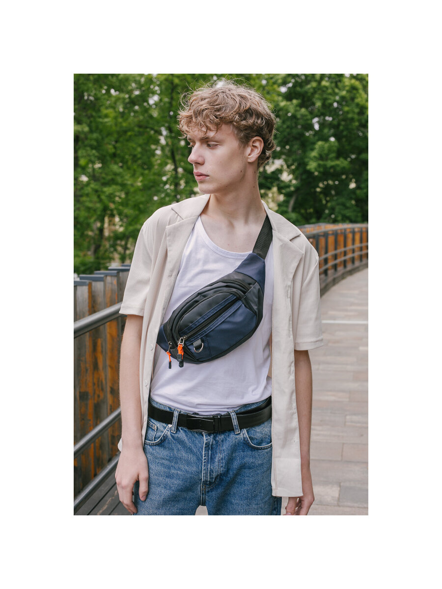 Сумка HEIKKI синий/оранжевый поясная - фото 8