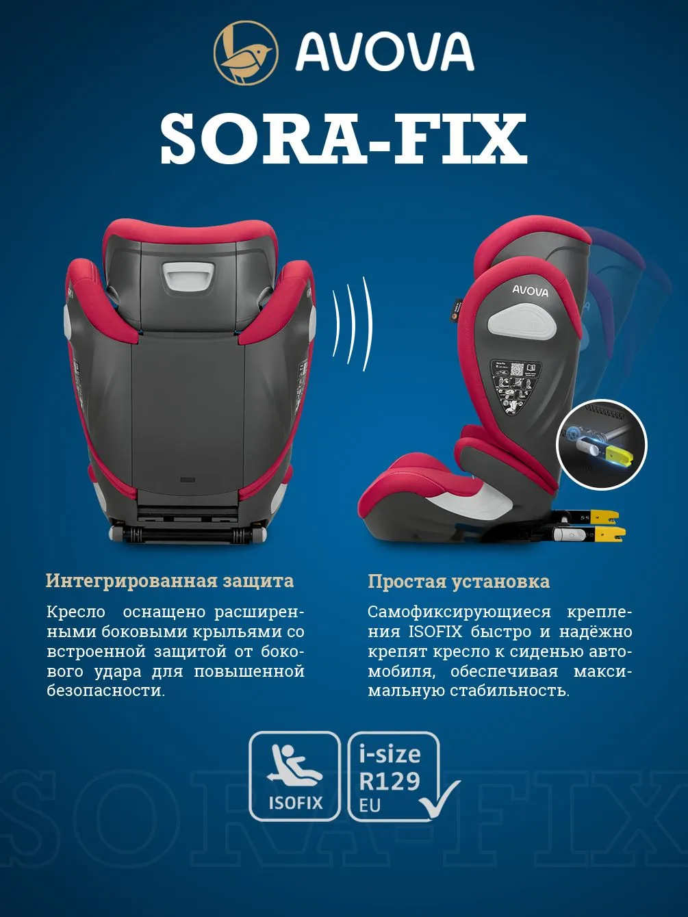 Автокресло Avova Sora-Fix Isofix 2/3 (15-36 кг) розовый - фото 2