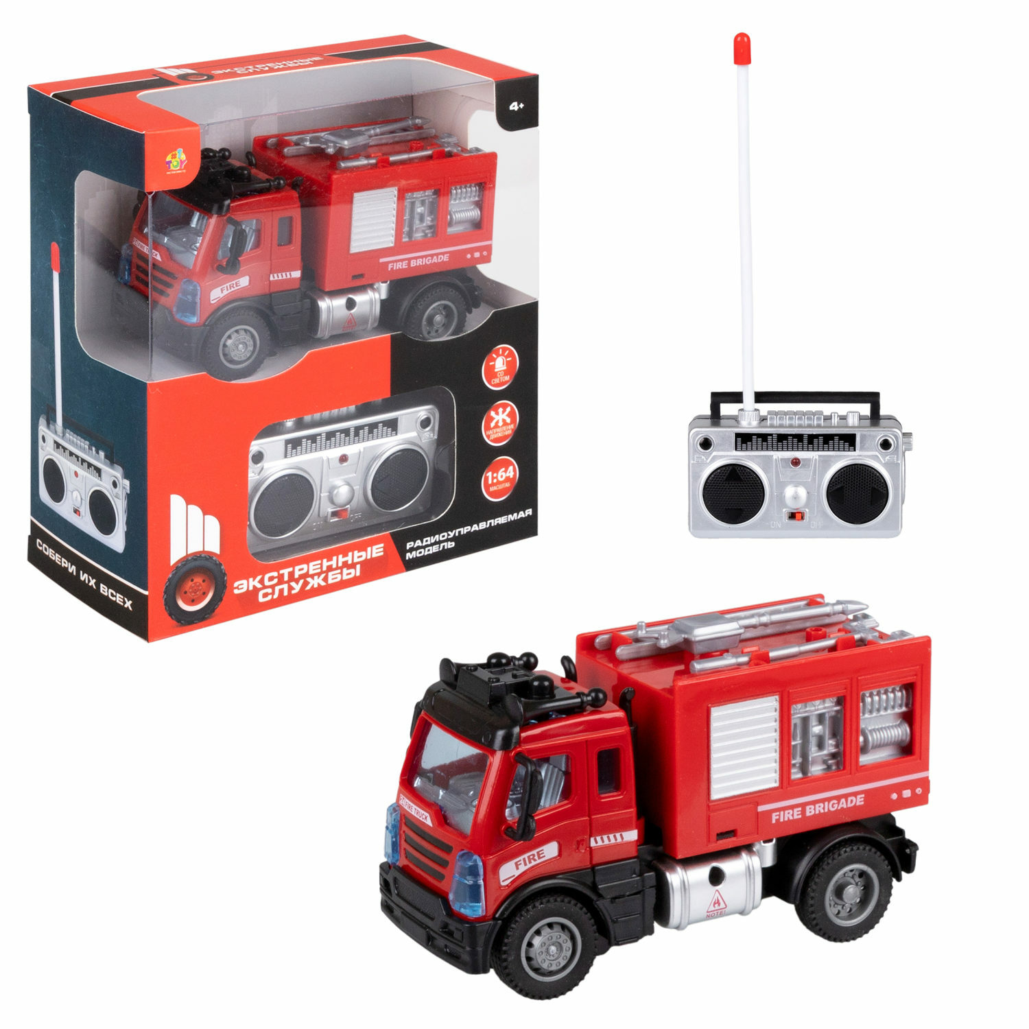 Пожарная машина РУ №1TOY 1:64 - фото 2