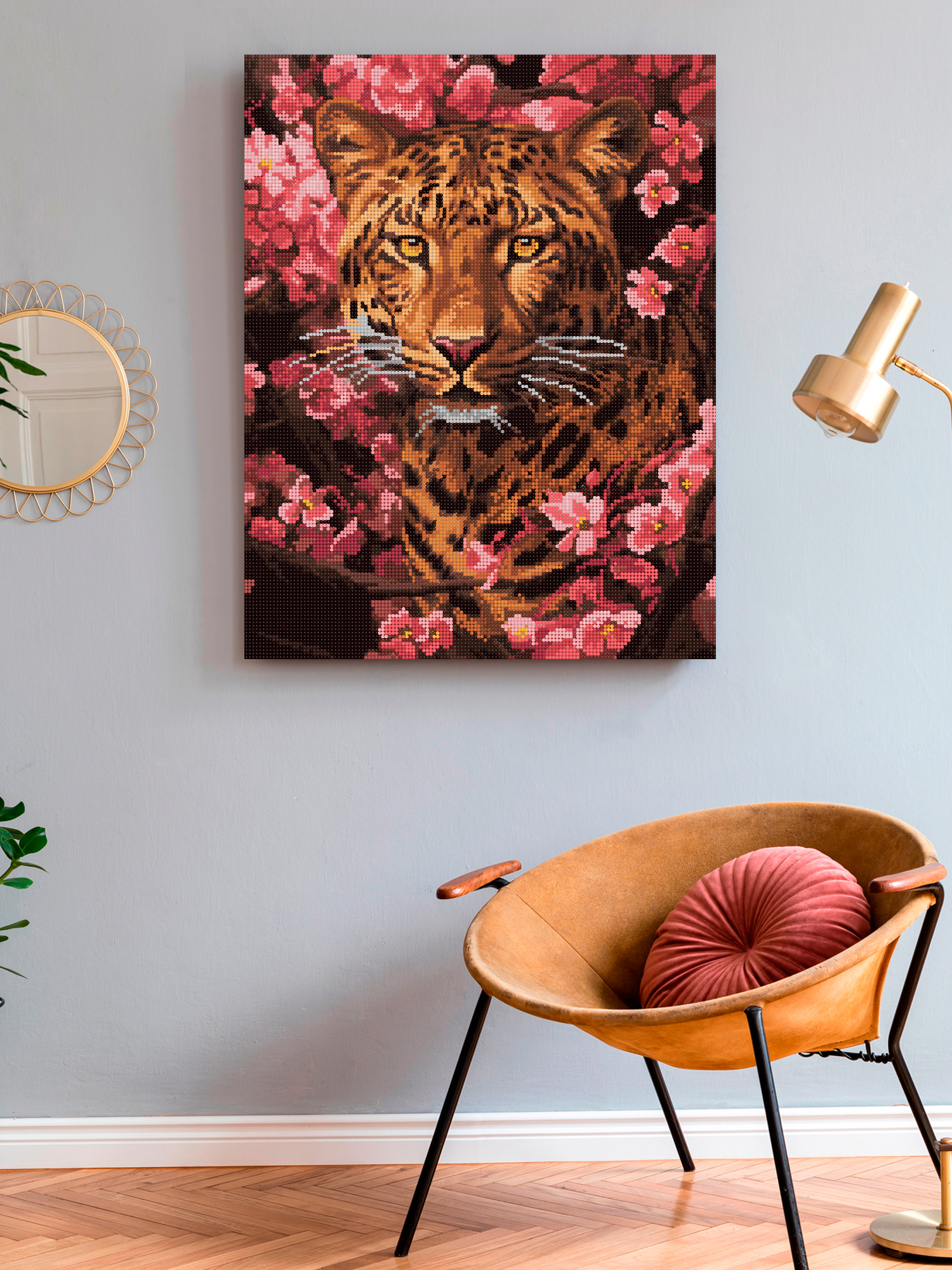 Алмазная мозаика Art on Canvas Леопард в цветах в ассортименте - фото 3