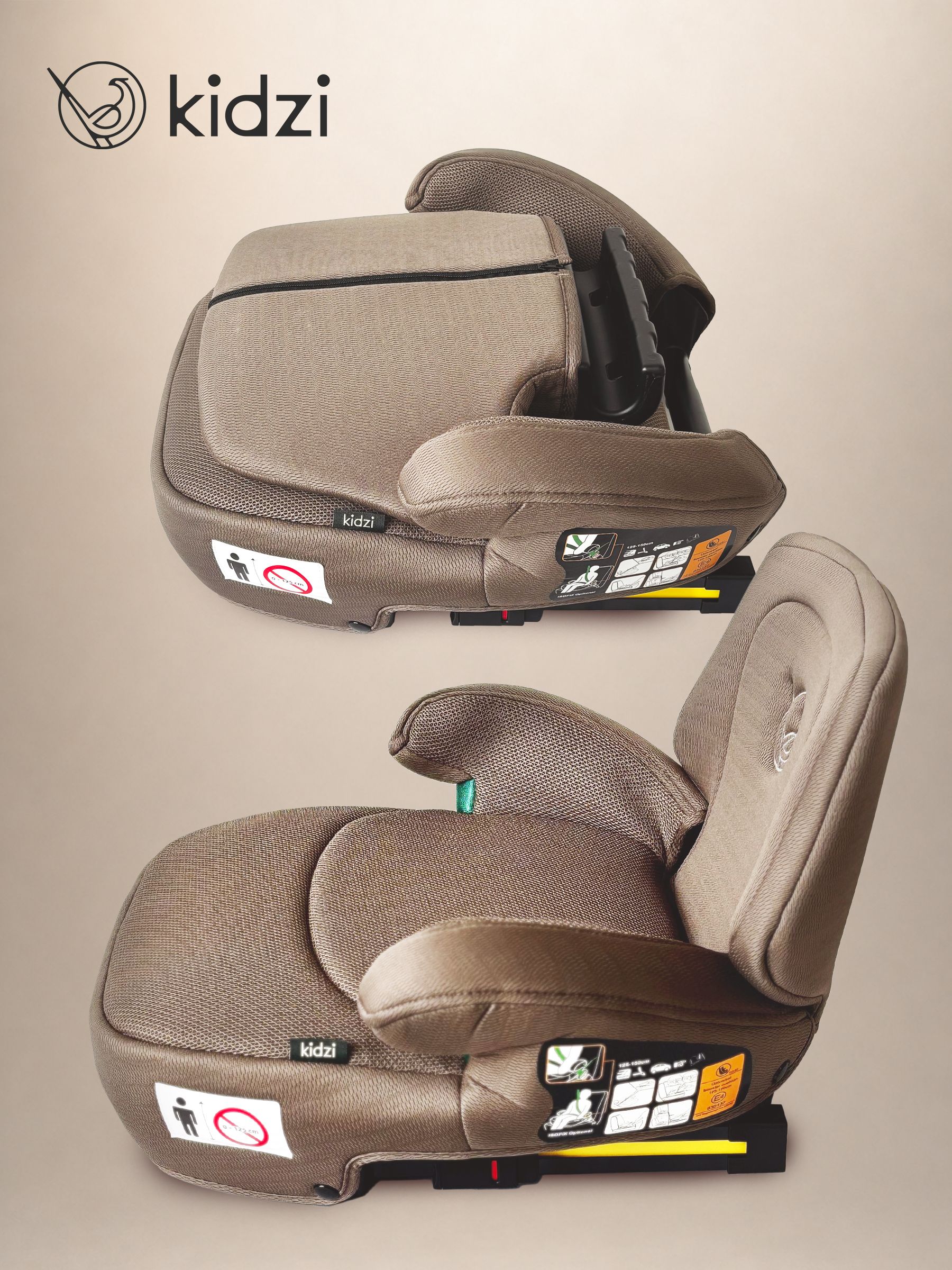 Автокресло Kidzi Bro i-SIZE со спинкой Isofix 3 (22-36 кг) коричневый - фото 15