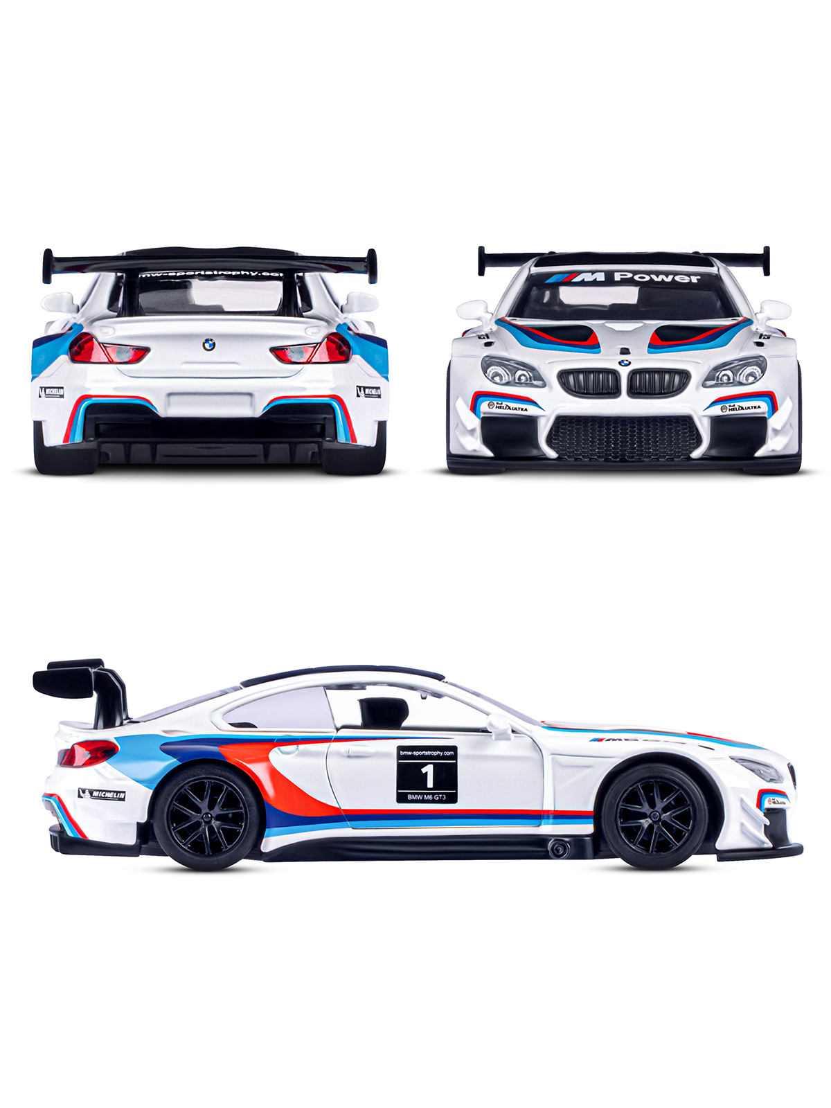 Автомобиль АВТОпанорама BMW M6 1:44 белый JB1251213 - фото 5