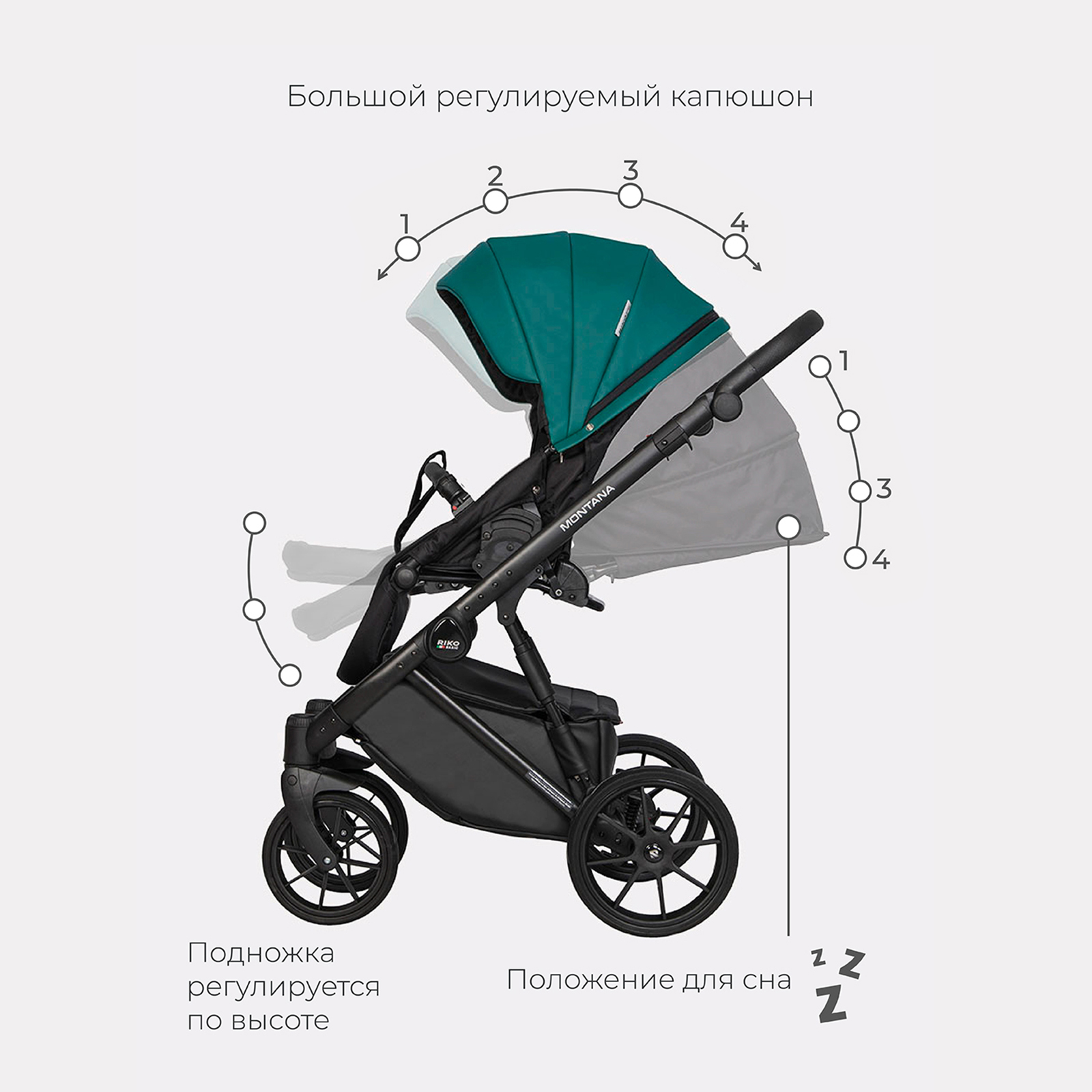 Коляска 3в1 Riko Basic Montana Ecco зеленый - фото 6