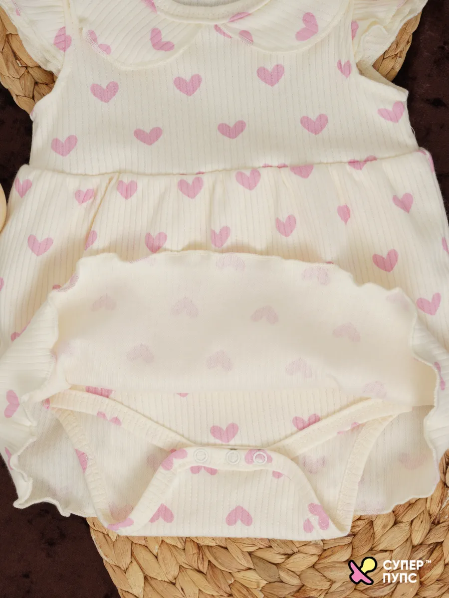 Боди-платье Супер Пупс бд/платье/2крыл/розовыесердца - фото 10